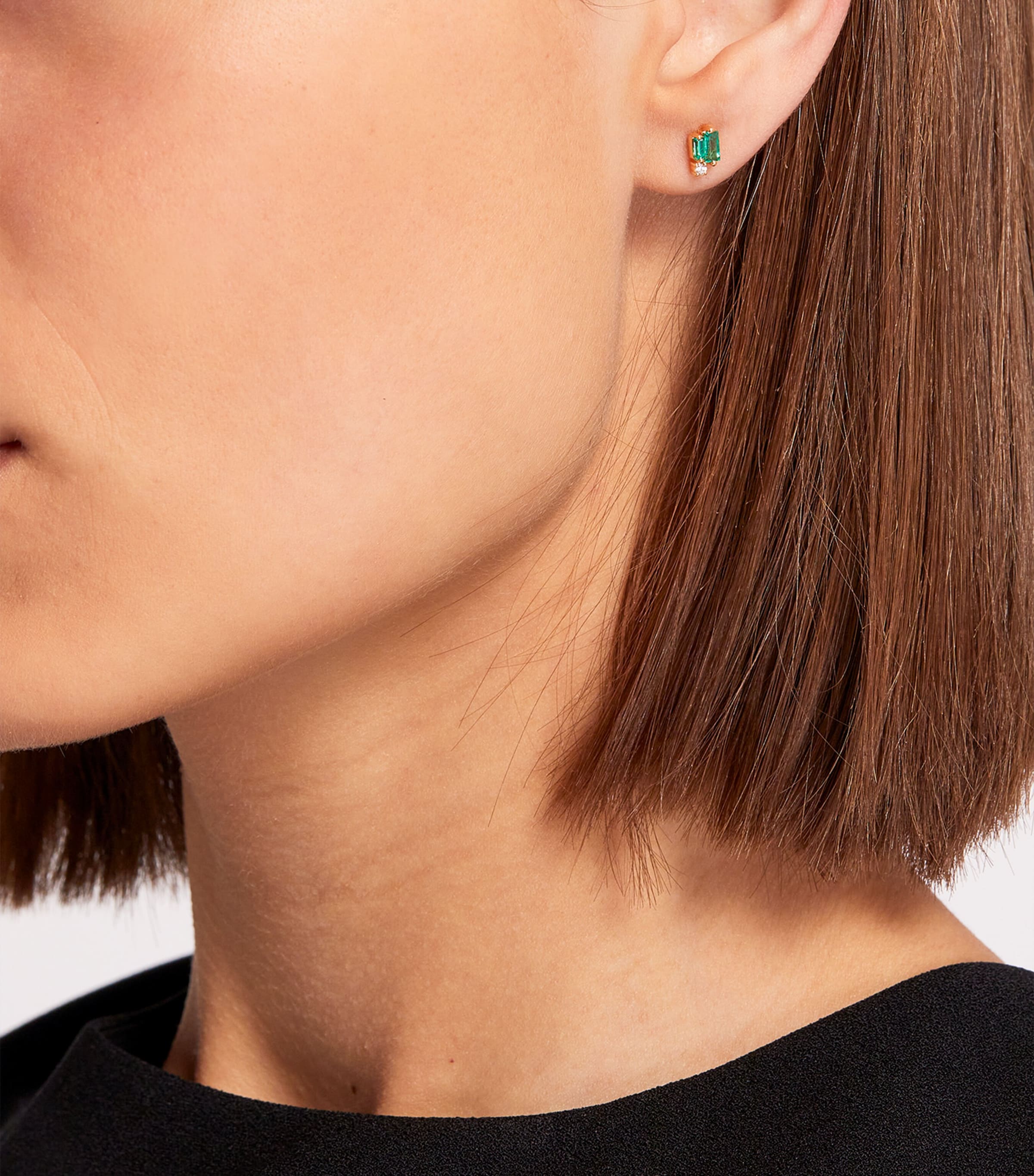 Yellow Gold, Diamond and Emerald Bold Burst Earrings 18K YG/EMER Image 6