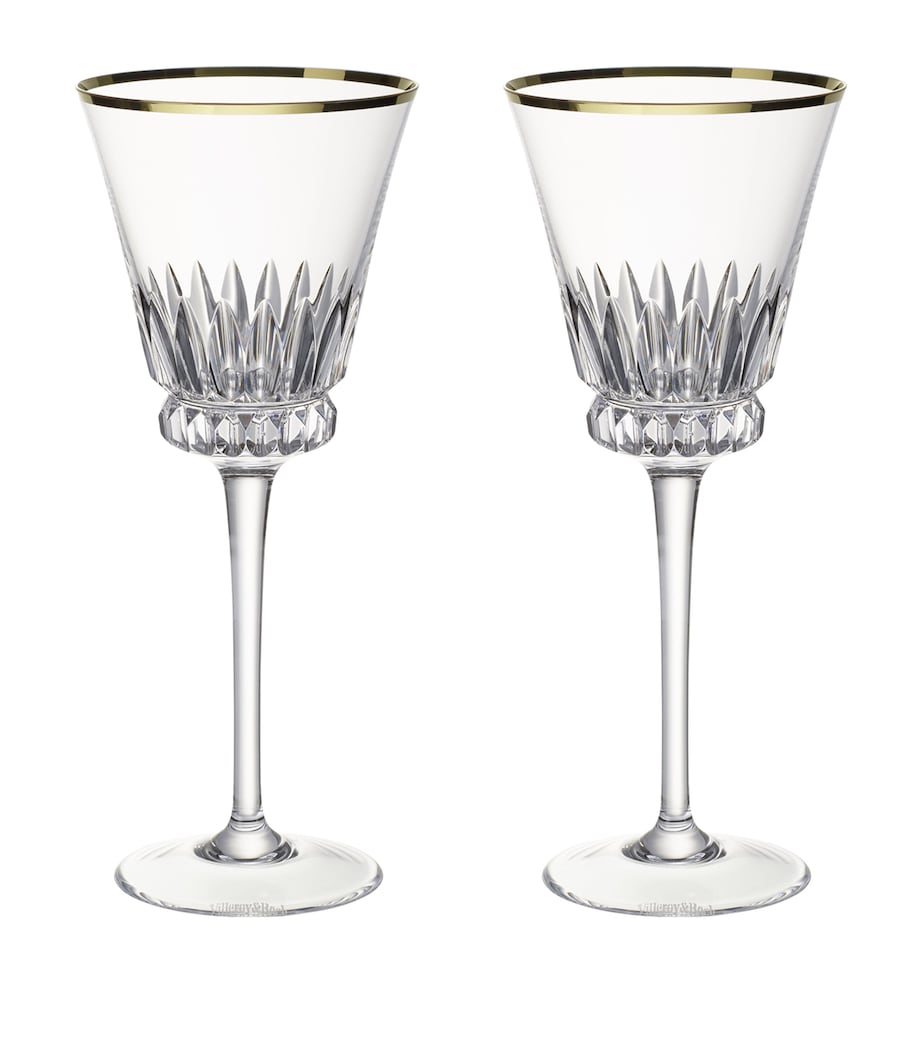 Set of 2 Grand Royal Gold White Wine Glasses (125ml) CLEAR Image 1