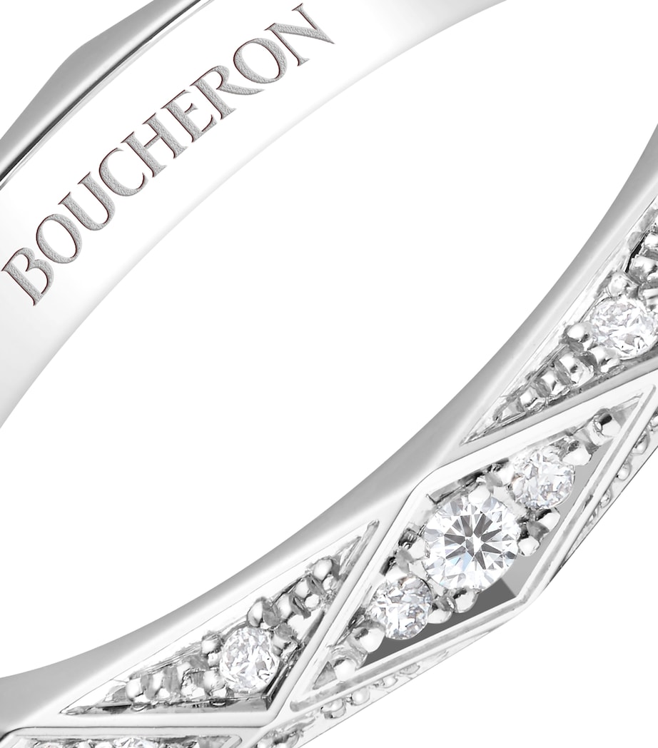 Platinum and Diamond Facette Wedding Band WHITE GOLD Image 3