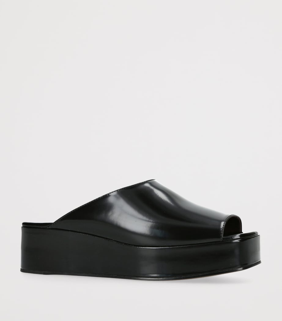 Emi Leather Flatform Sandals BLACK Image 3
