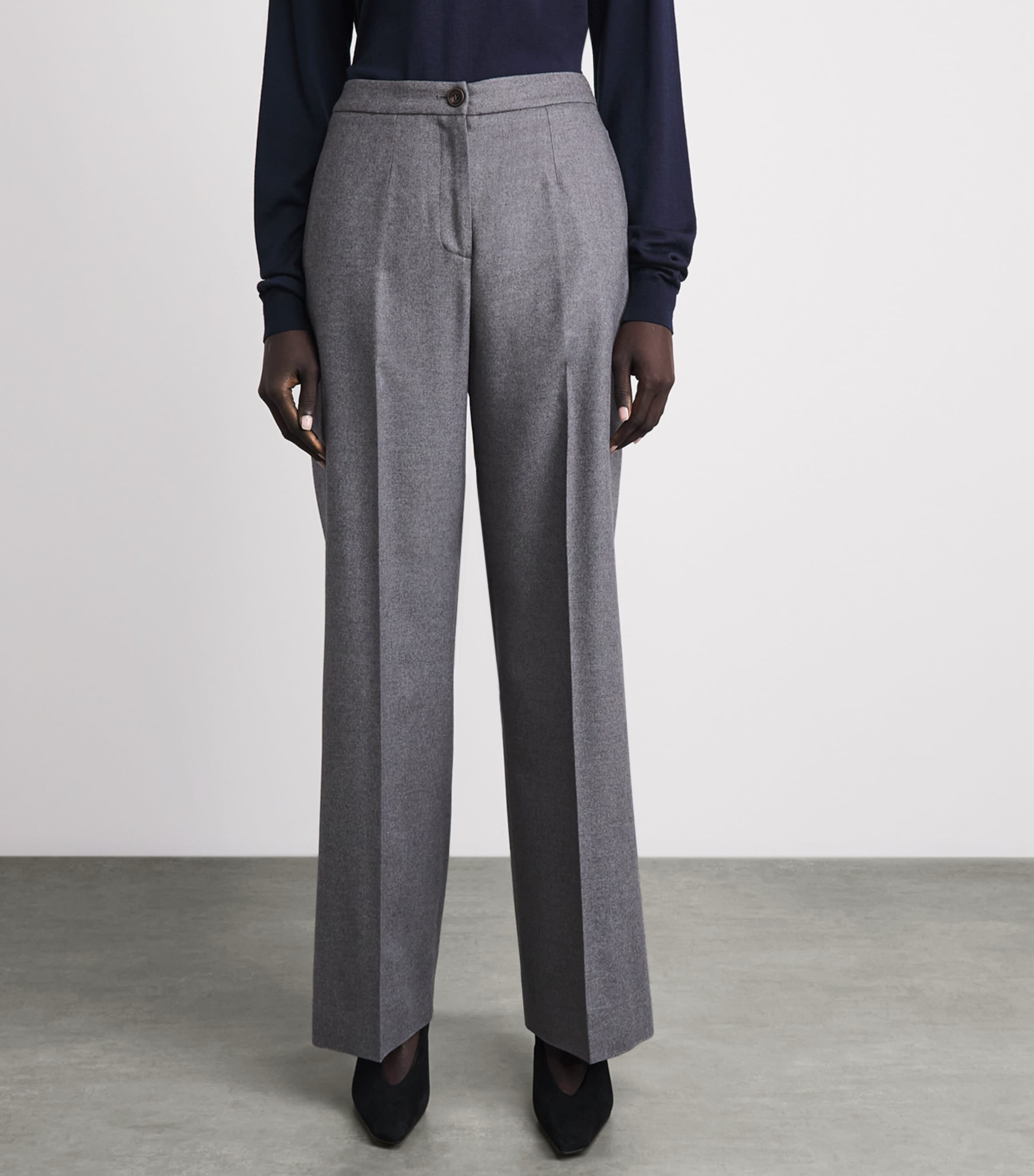 Colombo Womens Cashmere Straight Trousers Grey Image 4