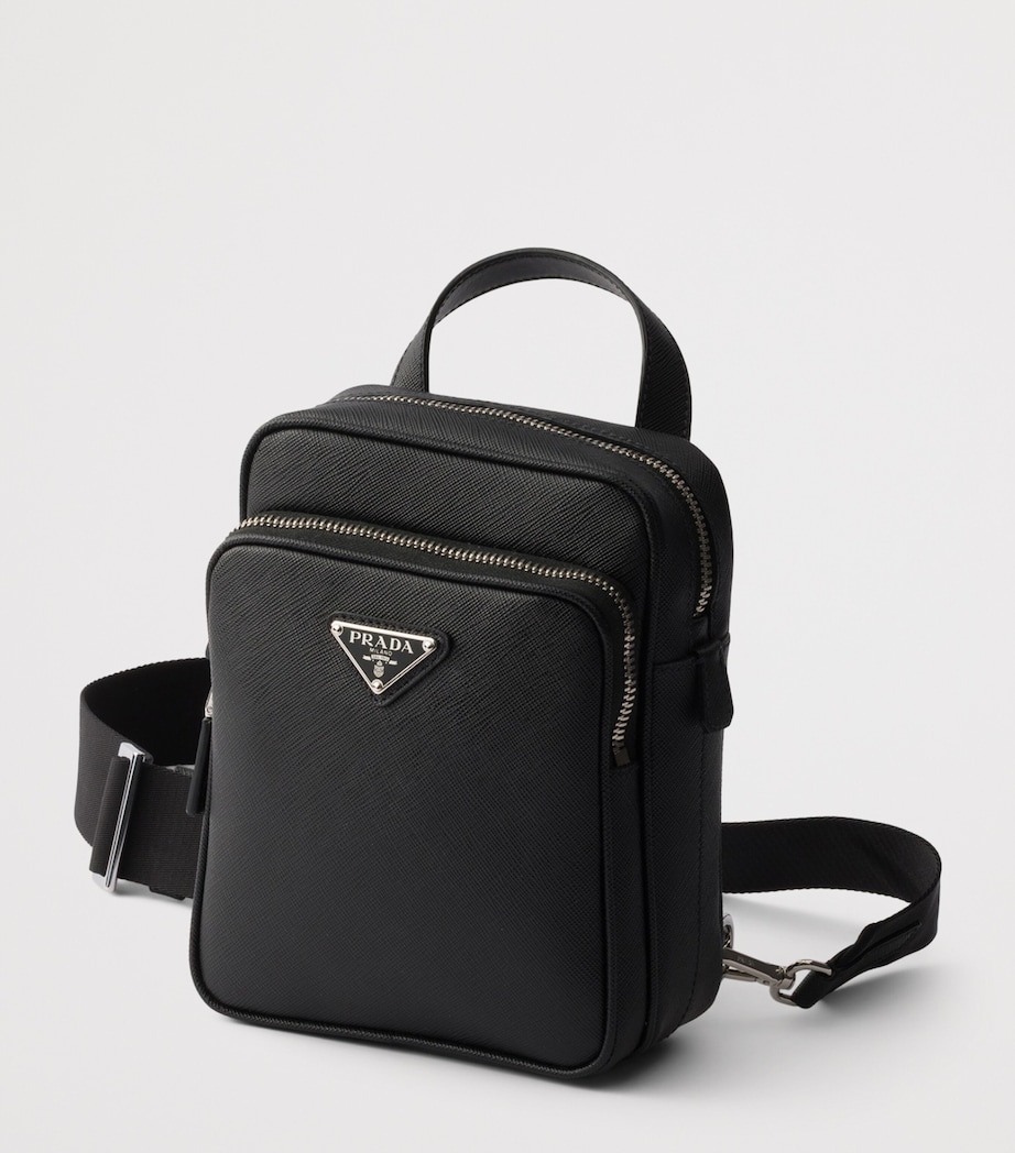 Prada Mini Saffiano Leather One-Shoulder Backpack Black Image 3