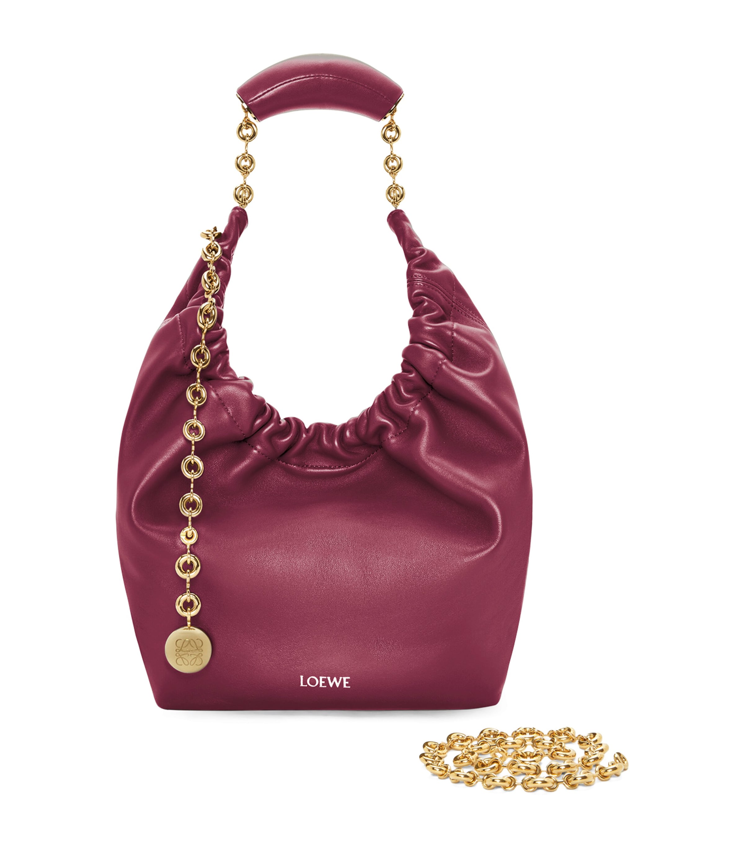 Loewe Small Leather Squeeze Top-handle Bag In Burgundy