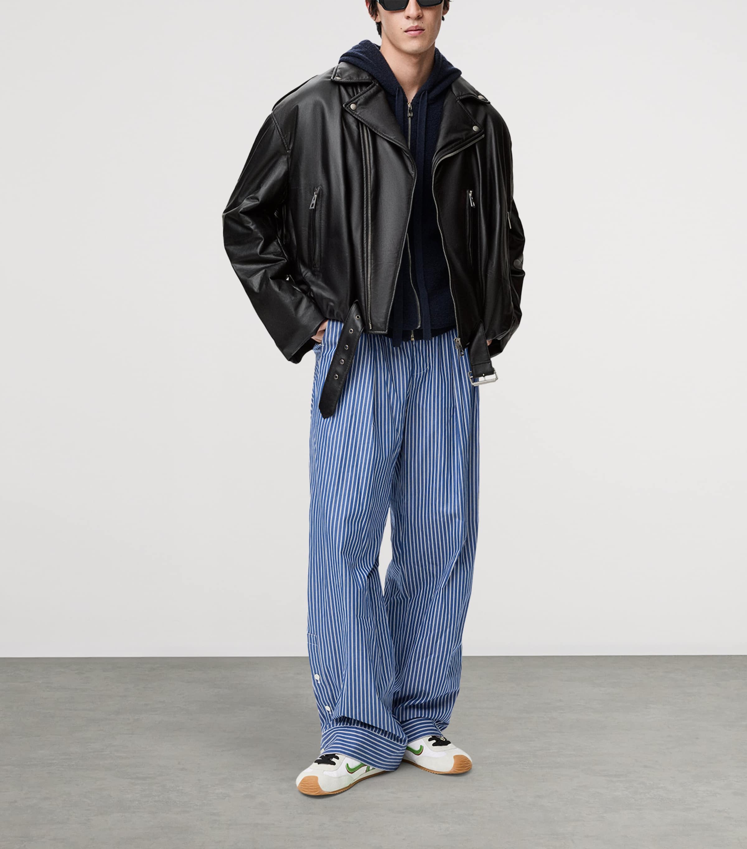 Balloon Leather Biker Jacket BLACK Image 2