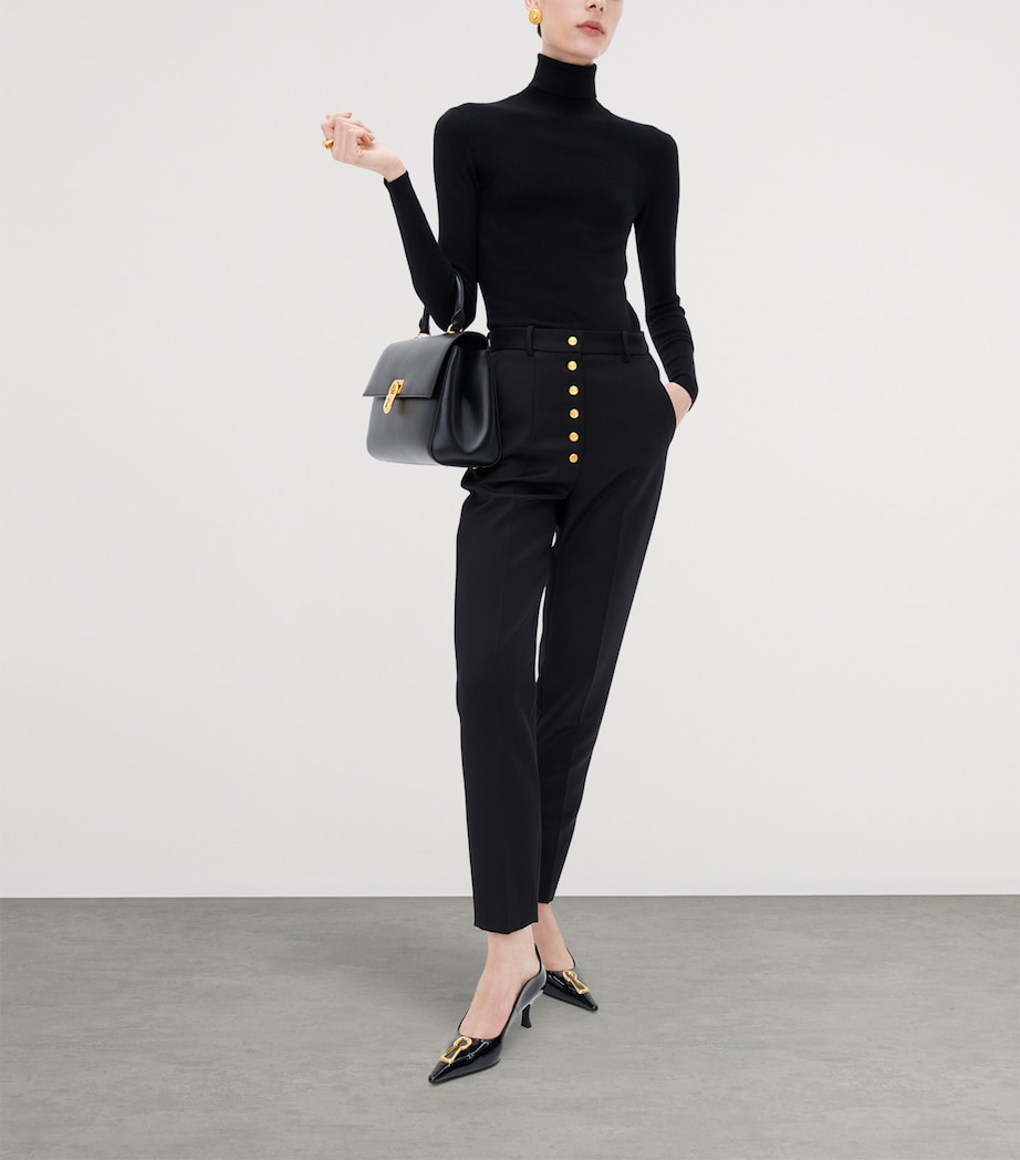 Schiaparelli Large Leather Secret Top-Handle Bag Black Image 2