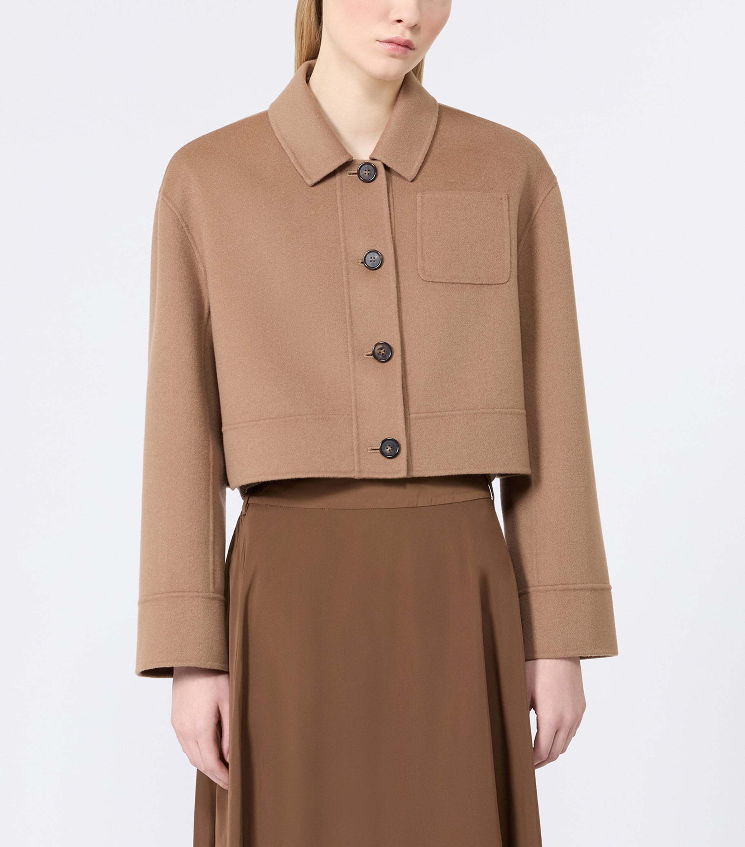Max Mara Womens Virgin Wool Cropped Jacket Camel Image 3