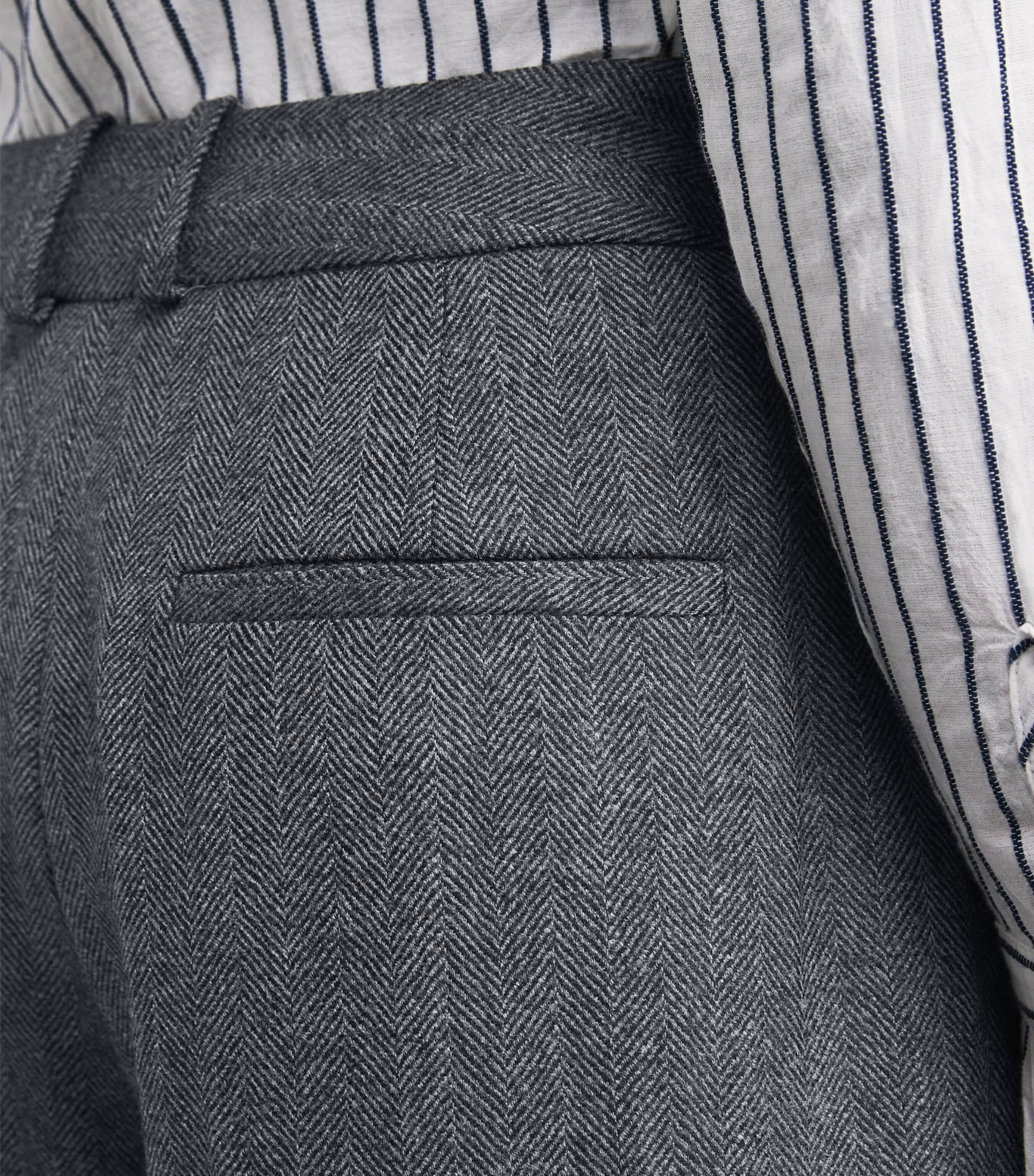 Wool Rampling Trousers GREY HERRINGBONE Image 6