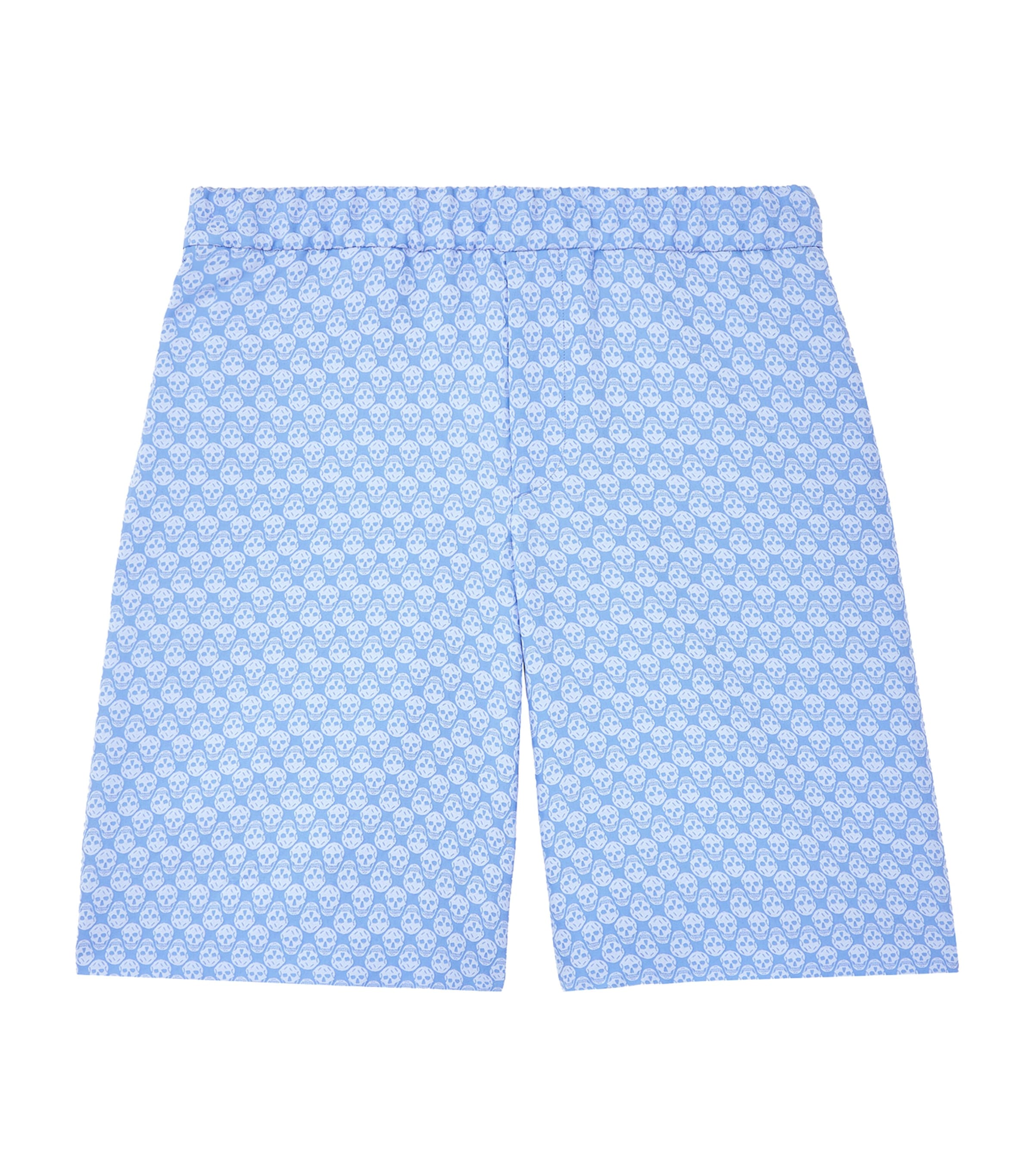 Alexander Mcqueen Skull Jacquard Shorts In Blue