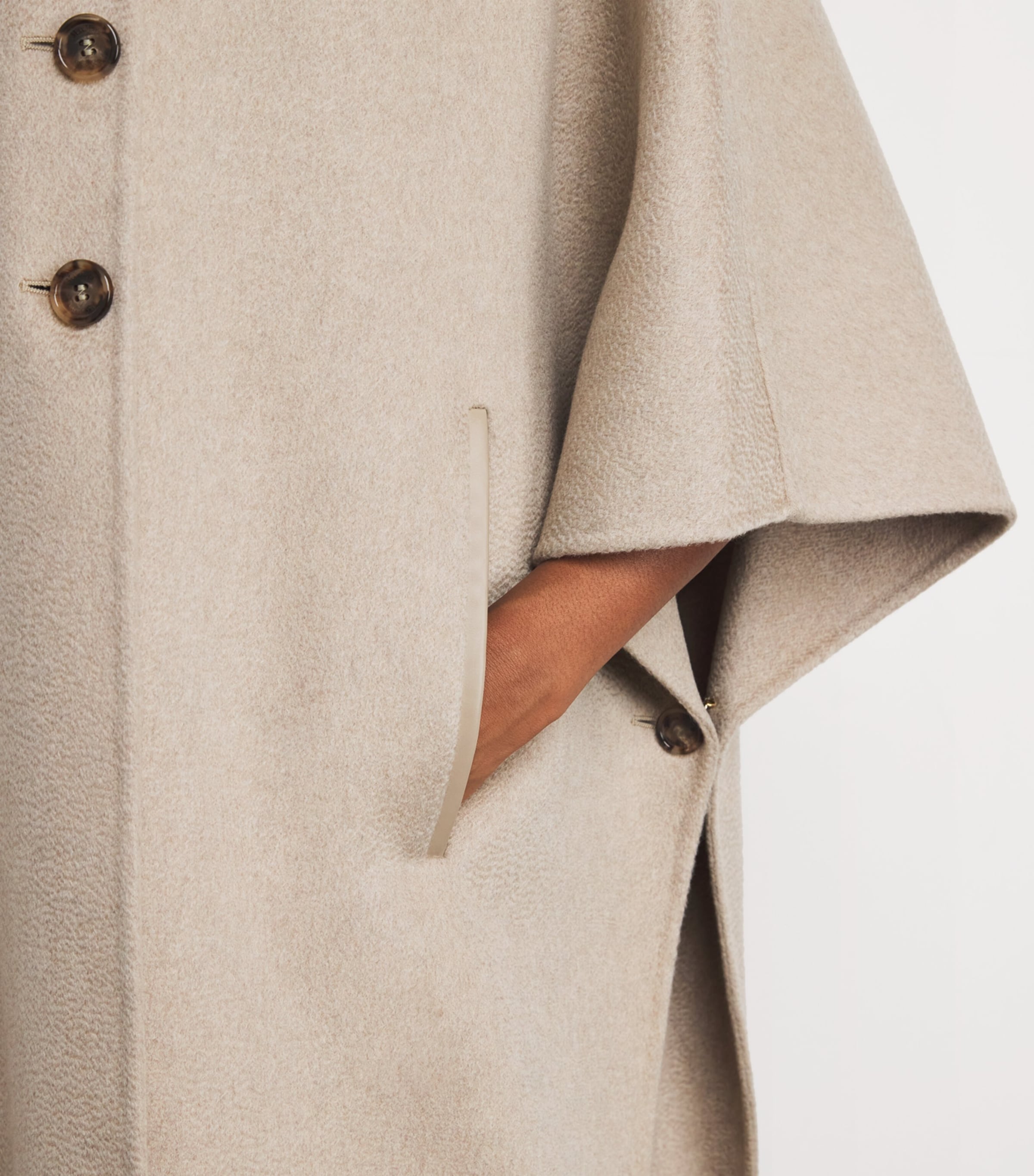 Cashmere Poncho Cape Coat SAND Image 4