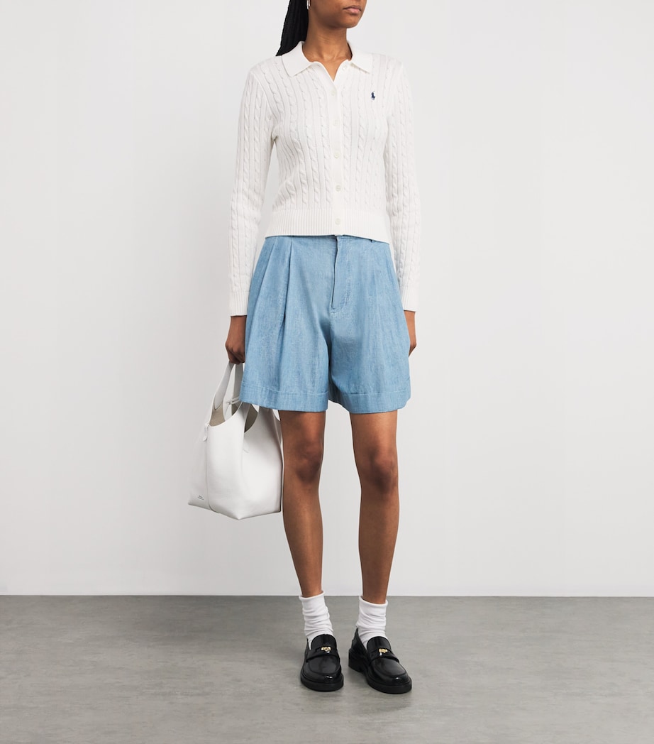 Cotton Cable-Knit Cardigan WHITE Image 2