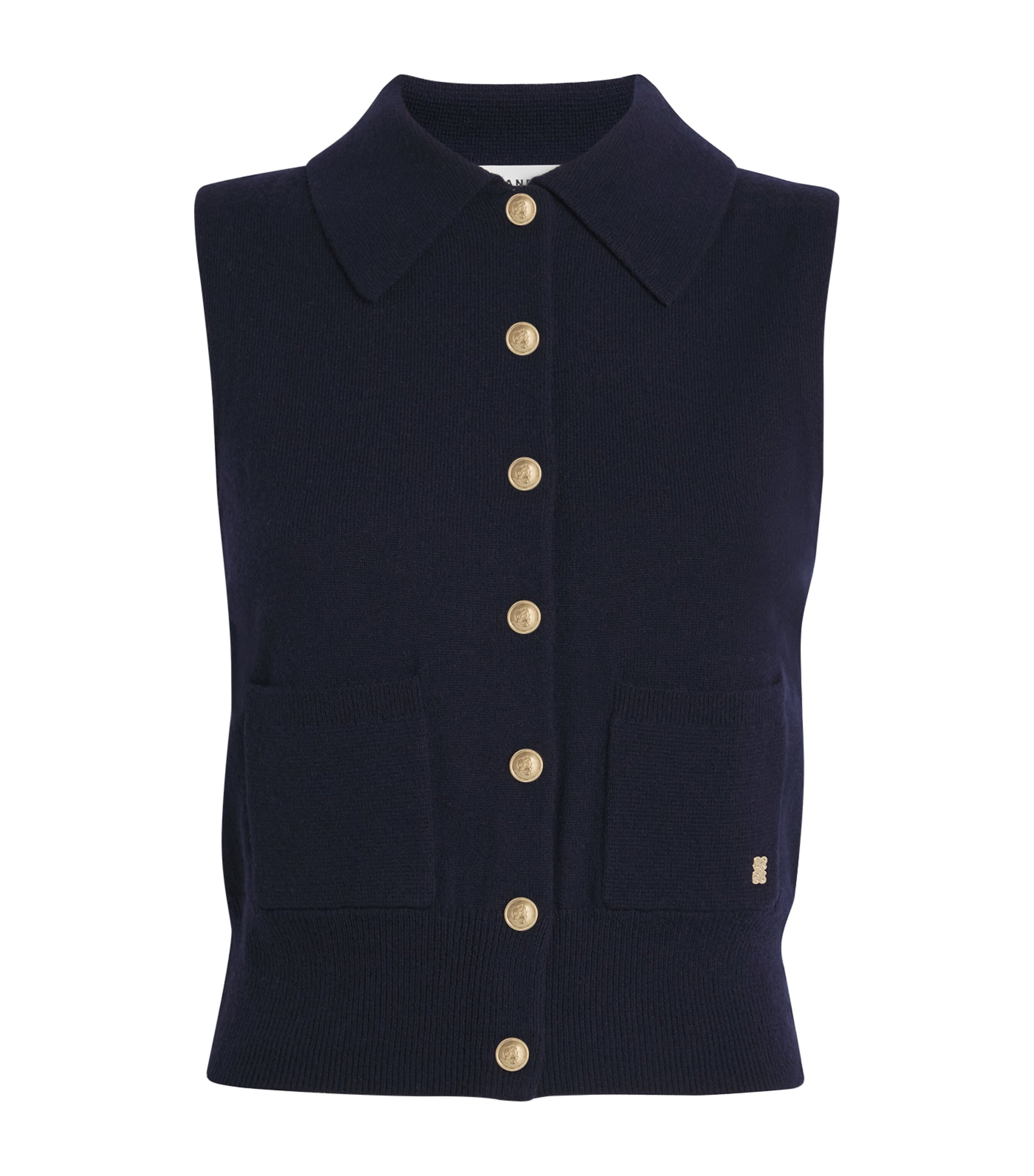 Sandro Wool-cashmere Buttoned Sweater Vest In Blue