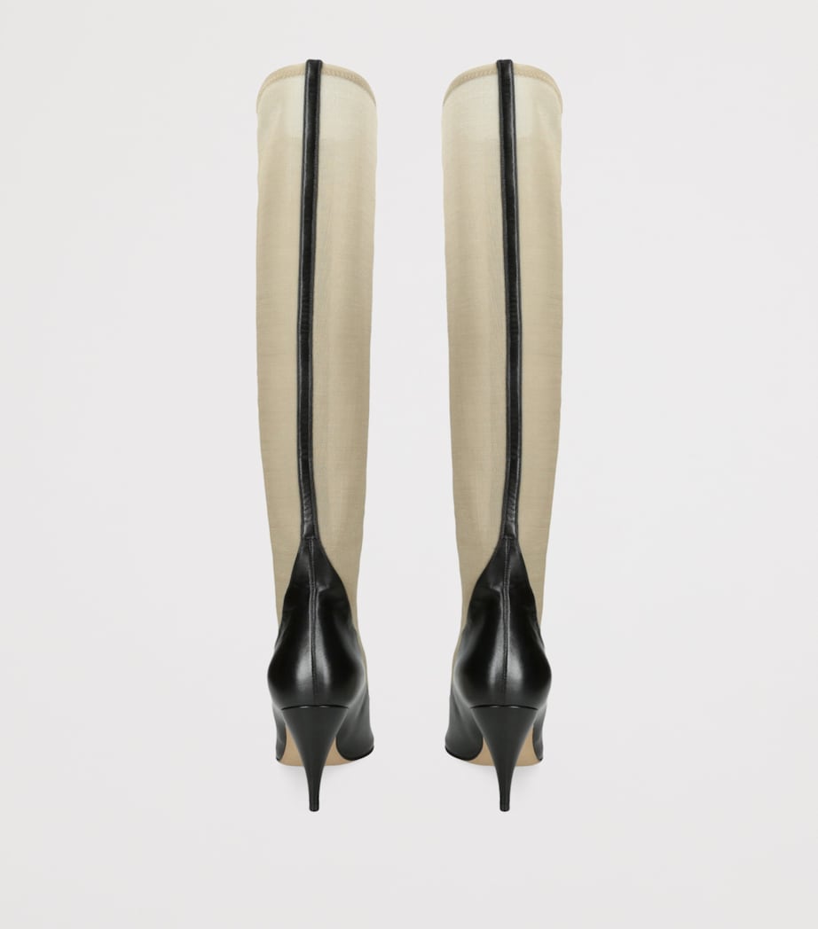 Mesh Knee-High Boots BLK/OTHER Image 2