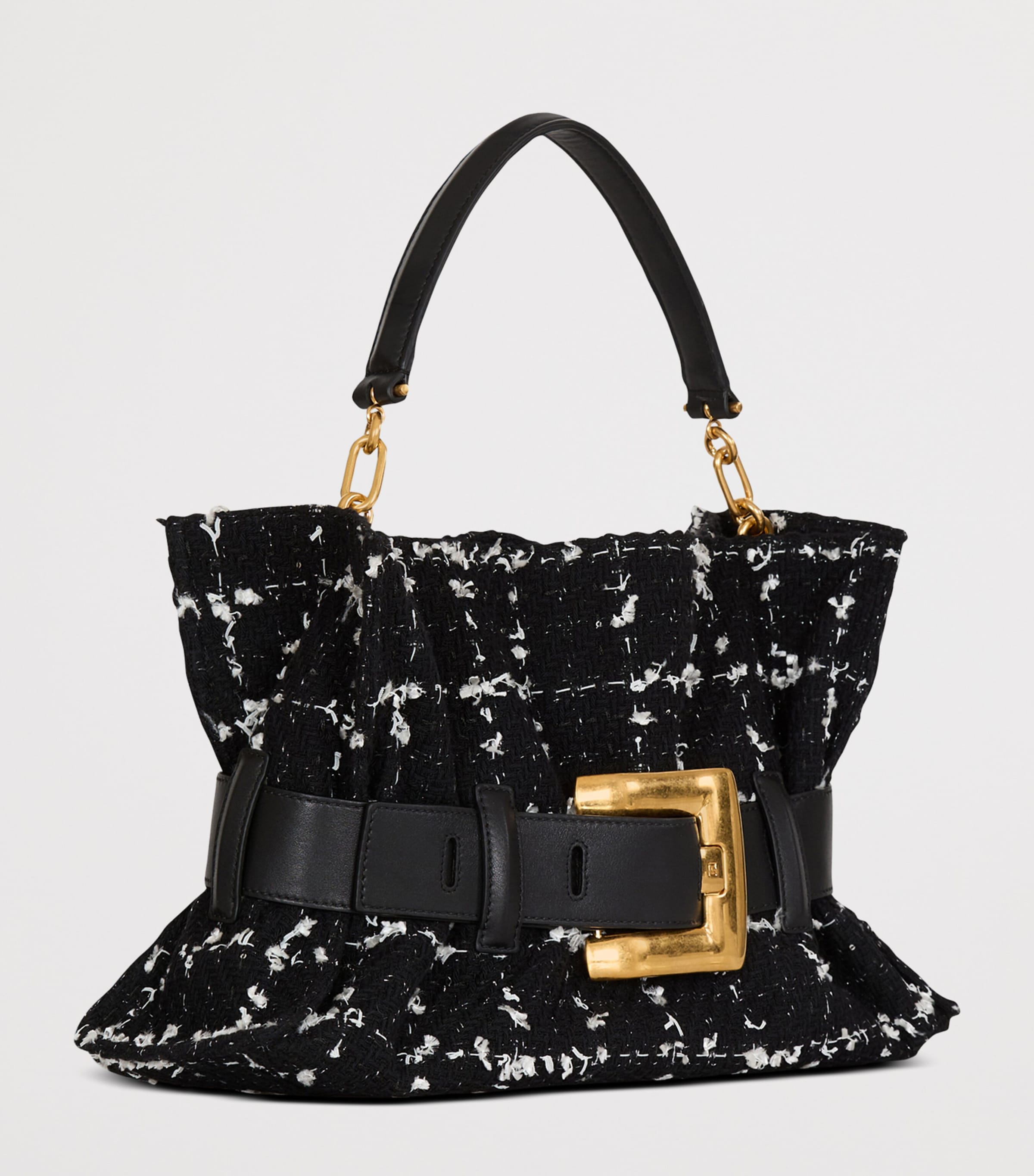 Balmain Medium Tweed Anthem Shoulder Bag Eab Noir/blanc Image 3
