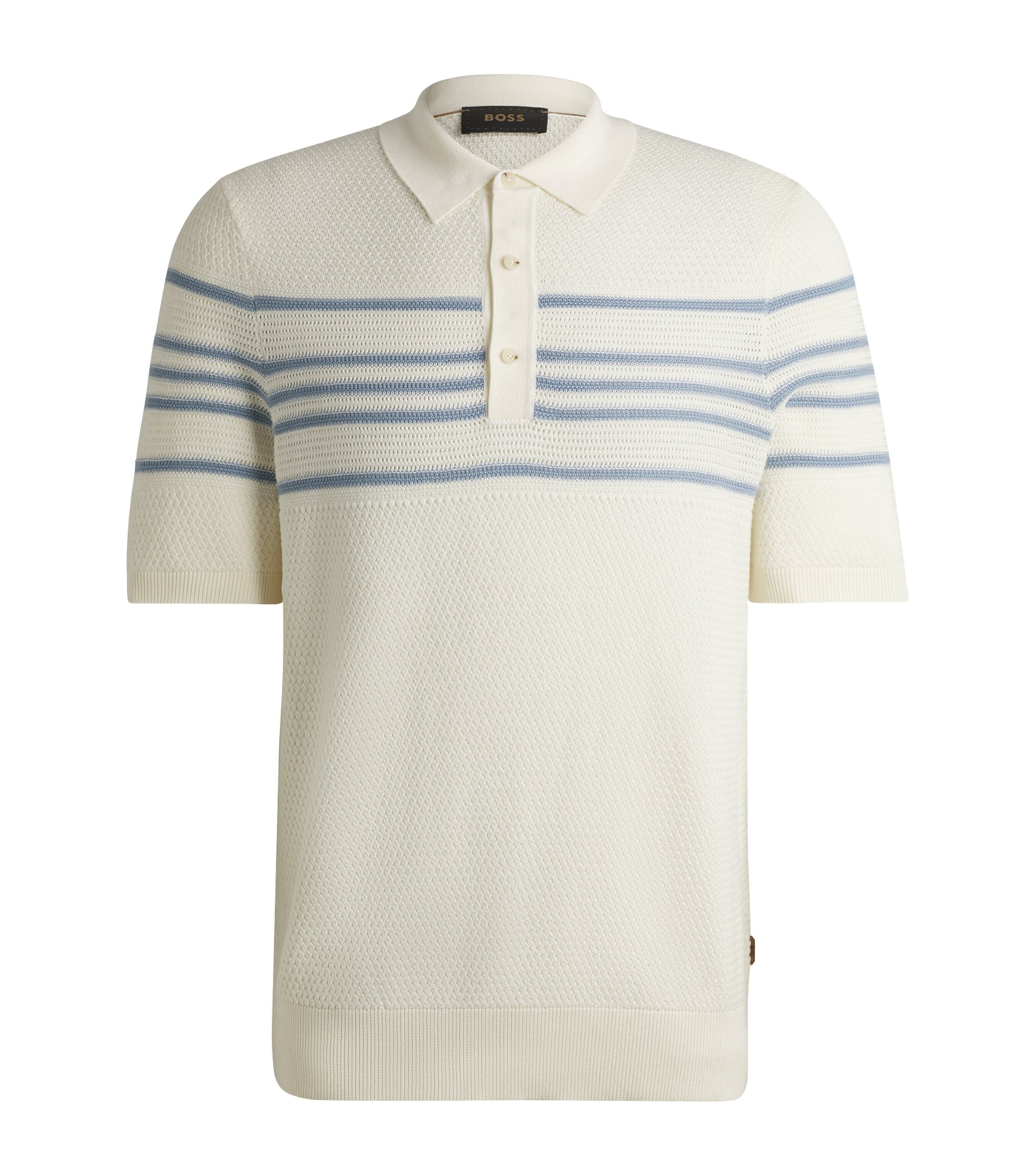 Shop Hugo Boss Cotton-silk Striped Polo Shirt In White