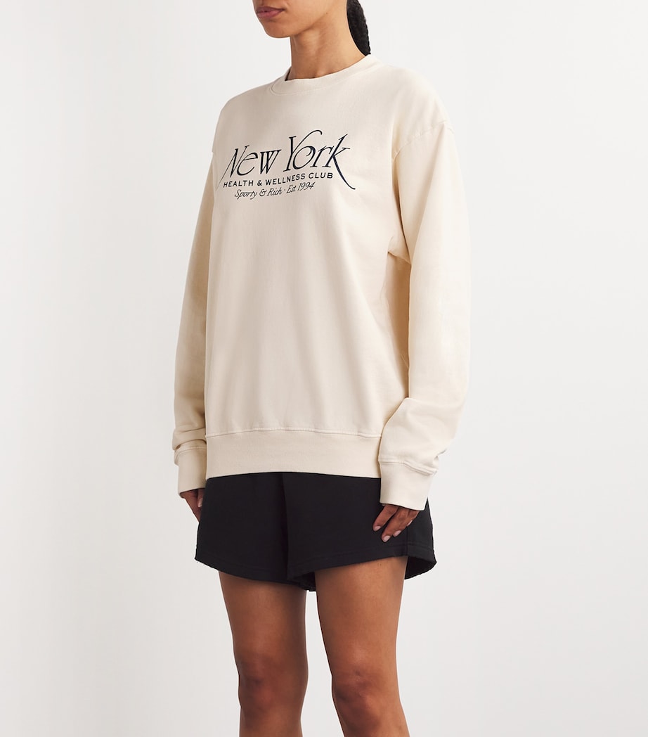 Sporty & Rich Womens Cotton Crew-Neck Sweatshirt Cream Image 3