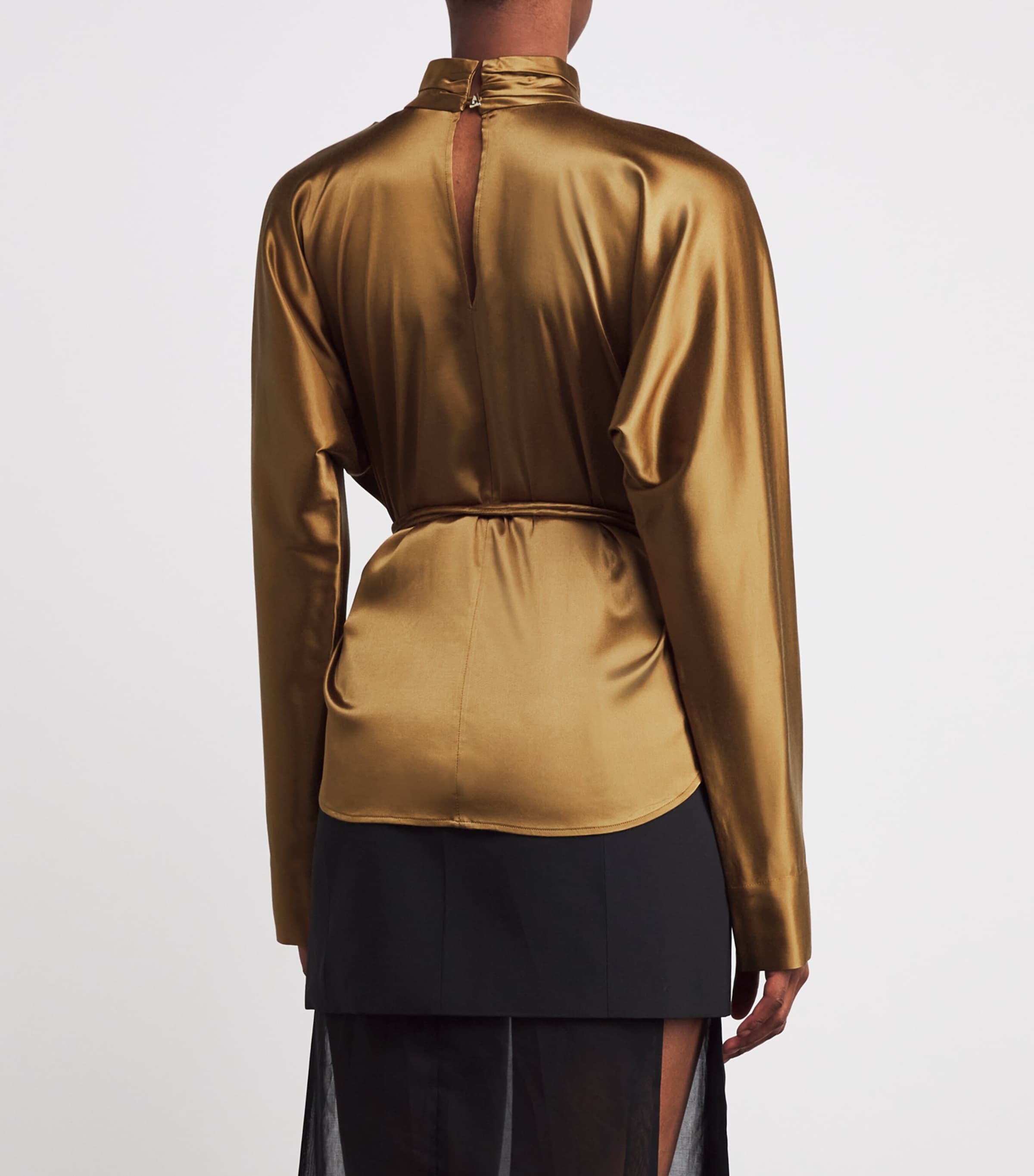 Satin Belted Mar Blouse 711 ANTIQUE GOLD Image 4