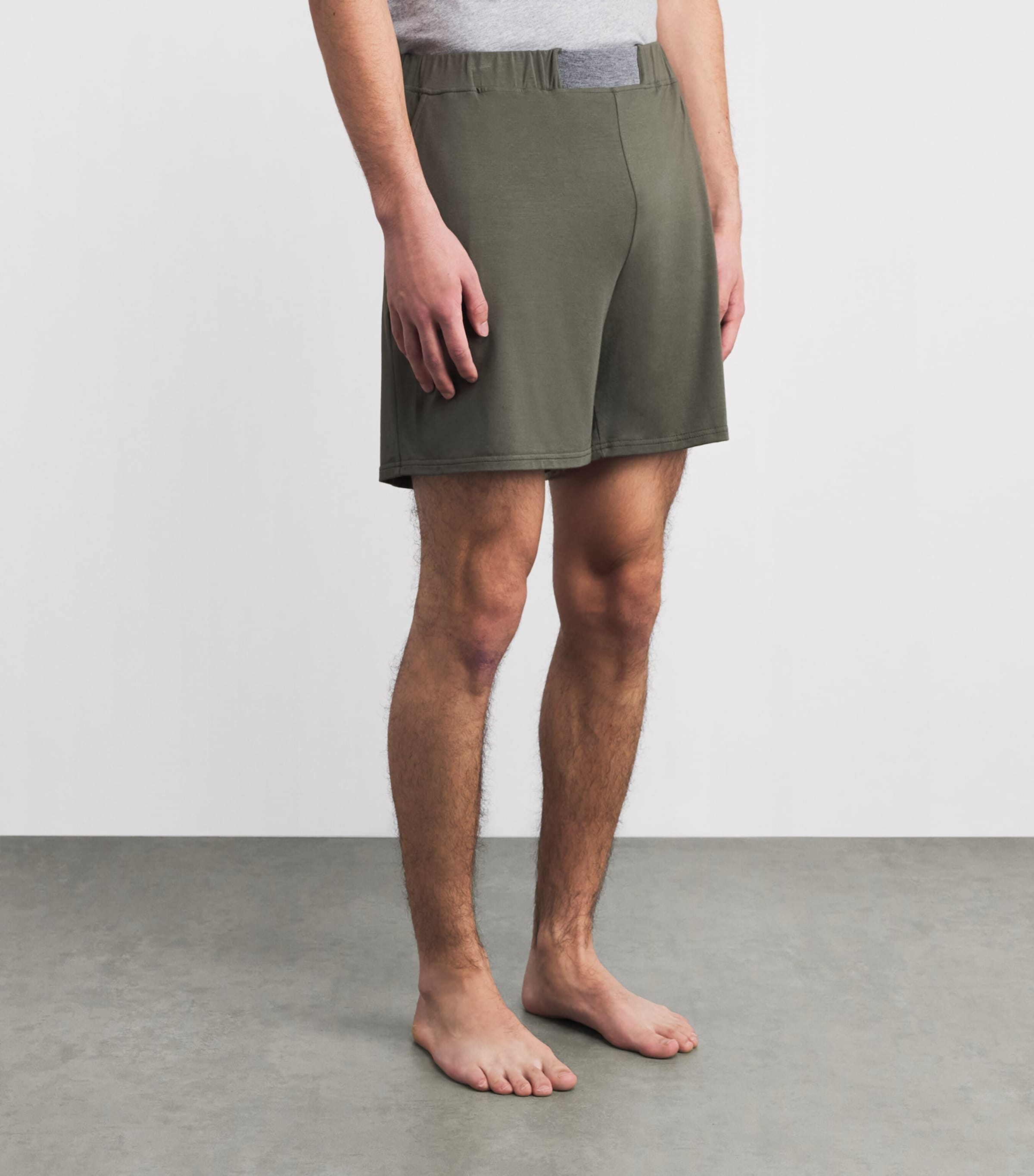 Stretch-Modal Lounge Shorts CHA GREEN/LT GREY Image 3