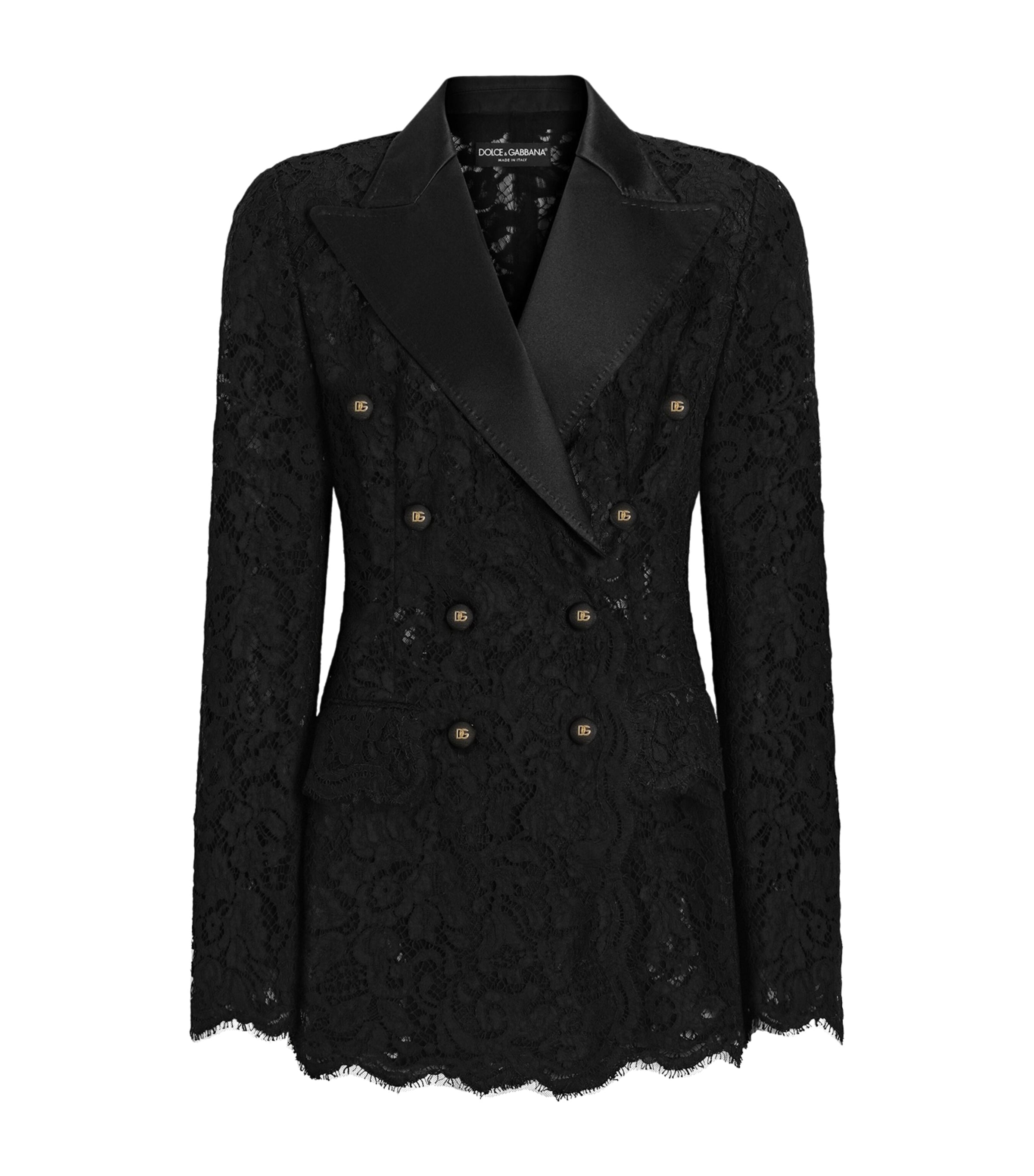 Dolce&Gabbana Womens Floral Lace Blazer Blac Image 1
