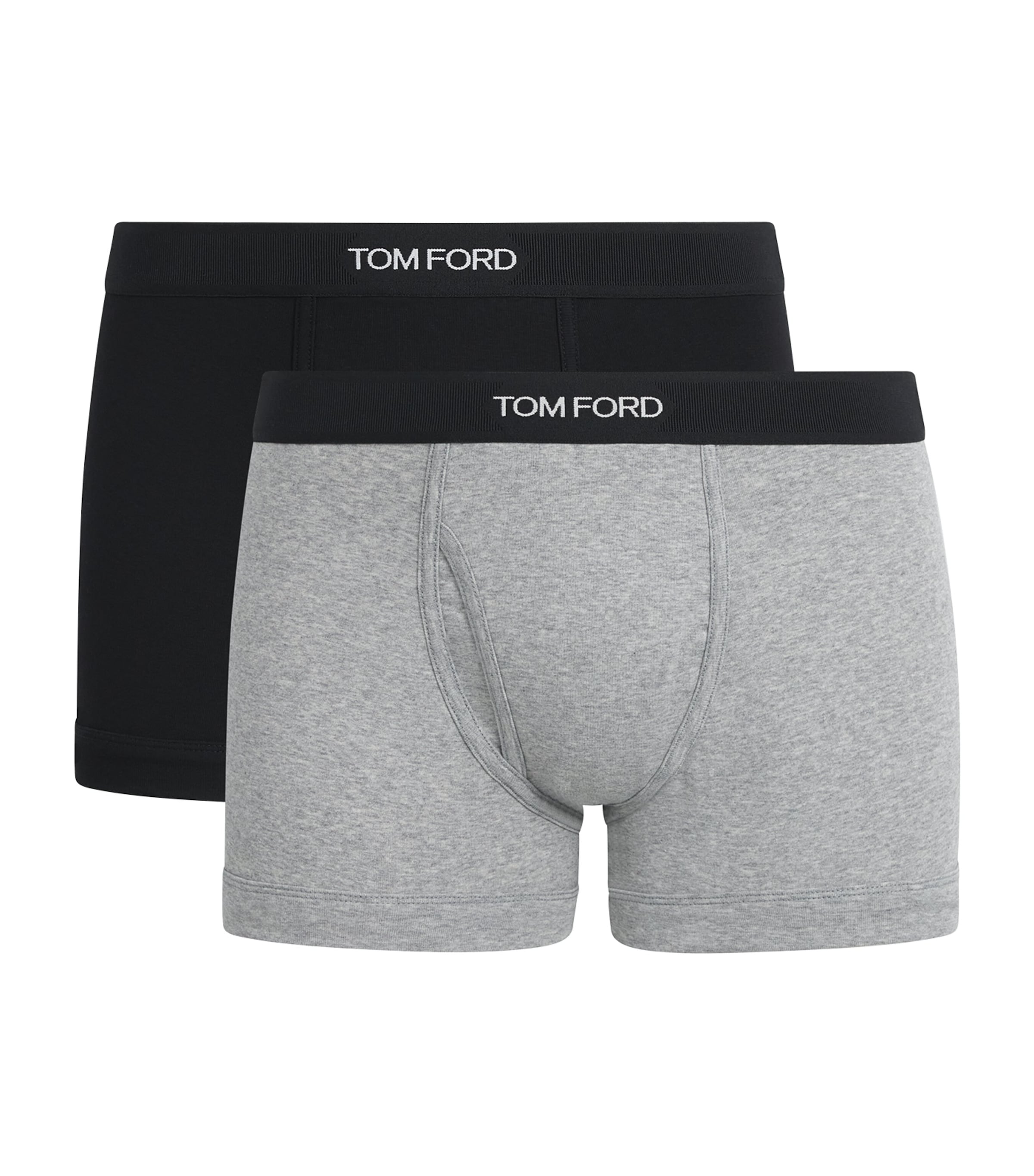 TOM FORD Mens Stretch-Cotton Logo Briefs (Pack of 2) Black/grey Image 1