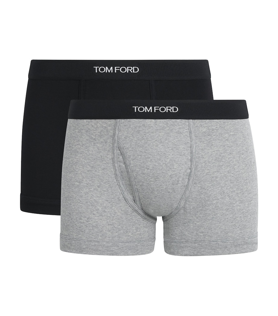 TOM FORD Mens Stretch-Cotton Logo Briefs (Pack of 2) Black/grey Image 1