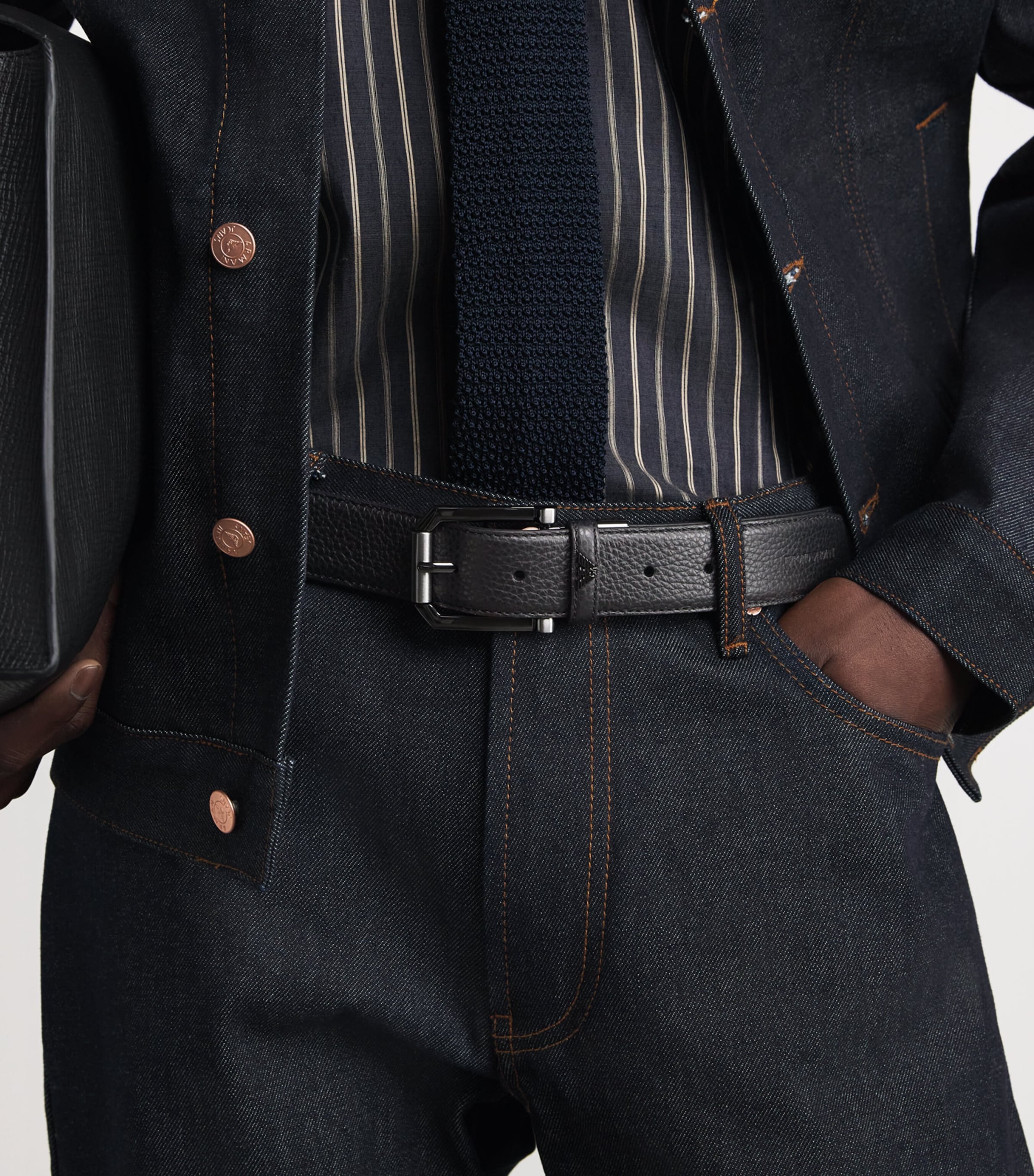Emporio Armani Leather Tongue Belt Image 2