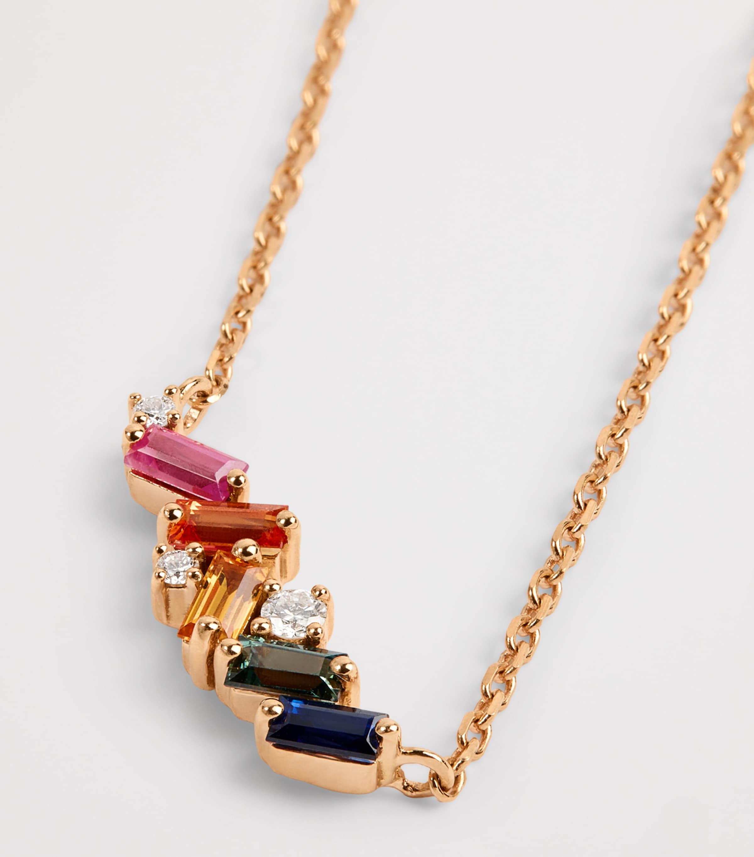 Suzanne Kalan Rose Gold, Diamond and Rainbow Sapphire Mini Frenzy Necklace Rg/rs Image 4