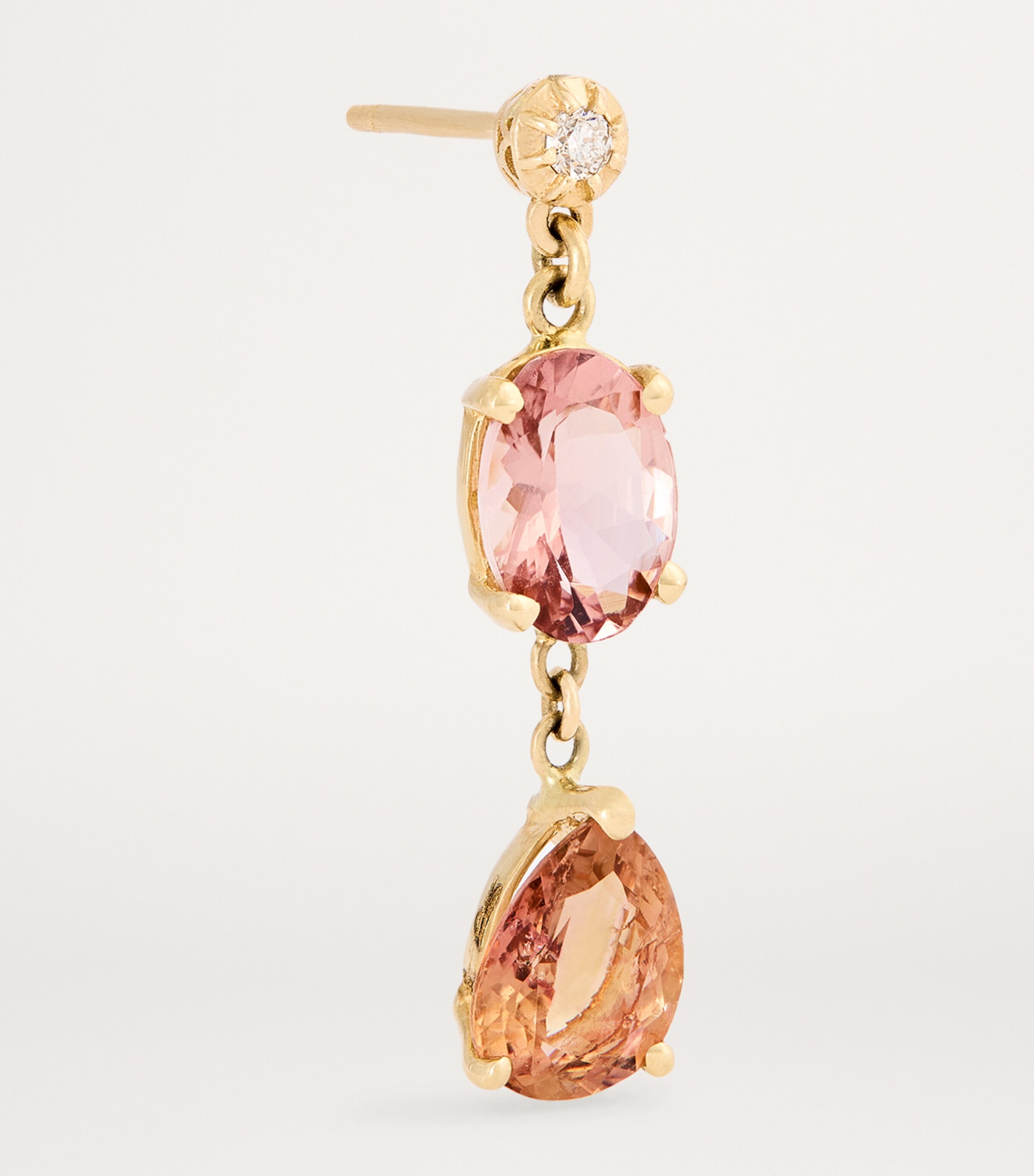 Jacquie Aiche Yellow Gold, Diamond, Morganite and Tourmaline Single Earring Yellow Gold Image 3