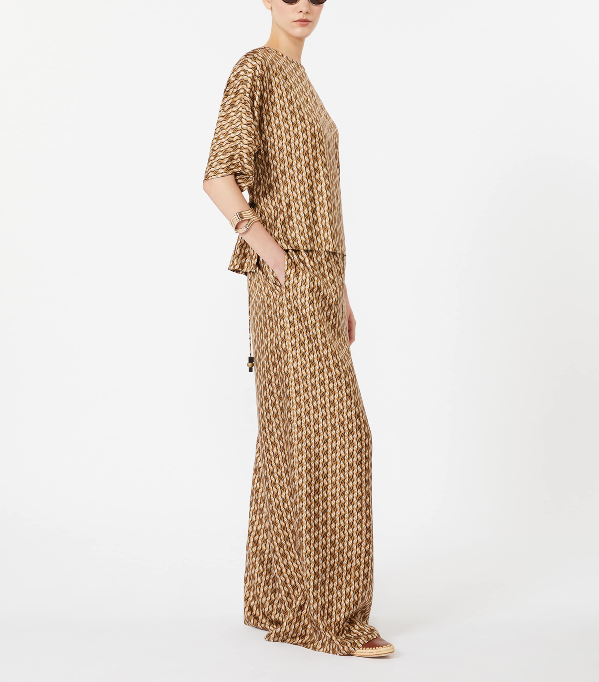 Max Mara Womens Silk Printed Short-Sleeve Blouse Hazelnut Brown Image 2