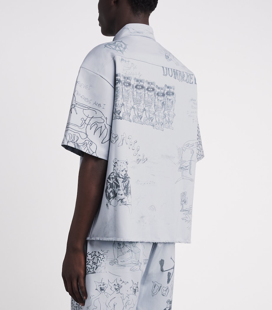 DOMREBEL Mens Sketchy Short-Sleeve Shirt Blue Image 5