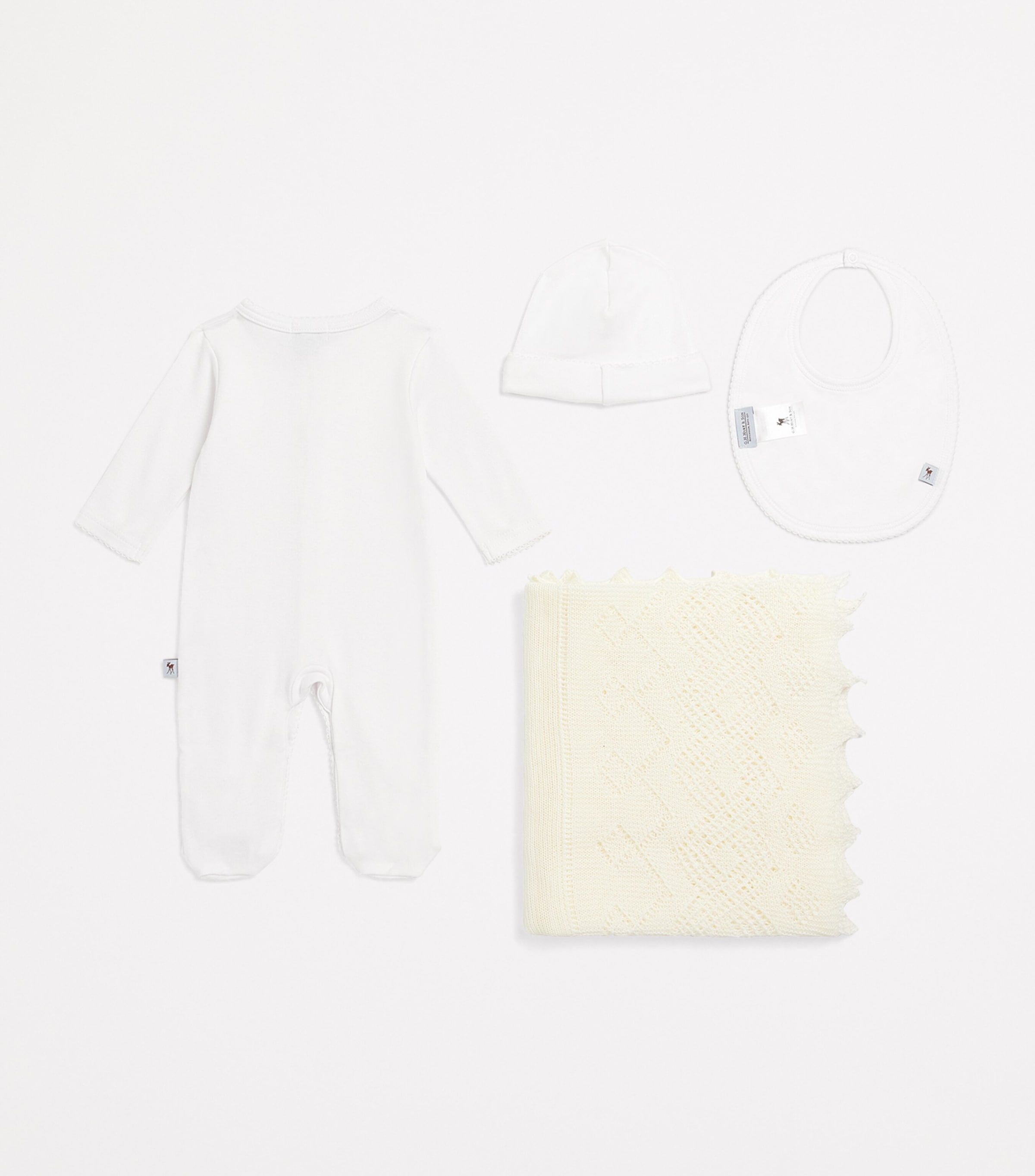 All-in-One, Bib, Hat and Blanket Set (0-3 Months) WHITE Image 2