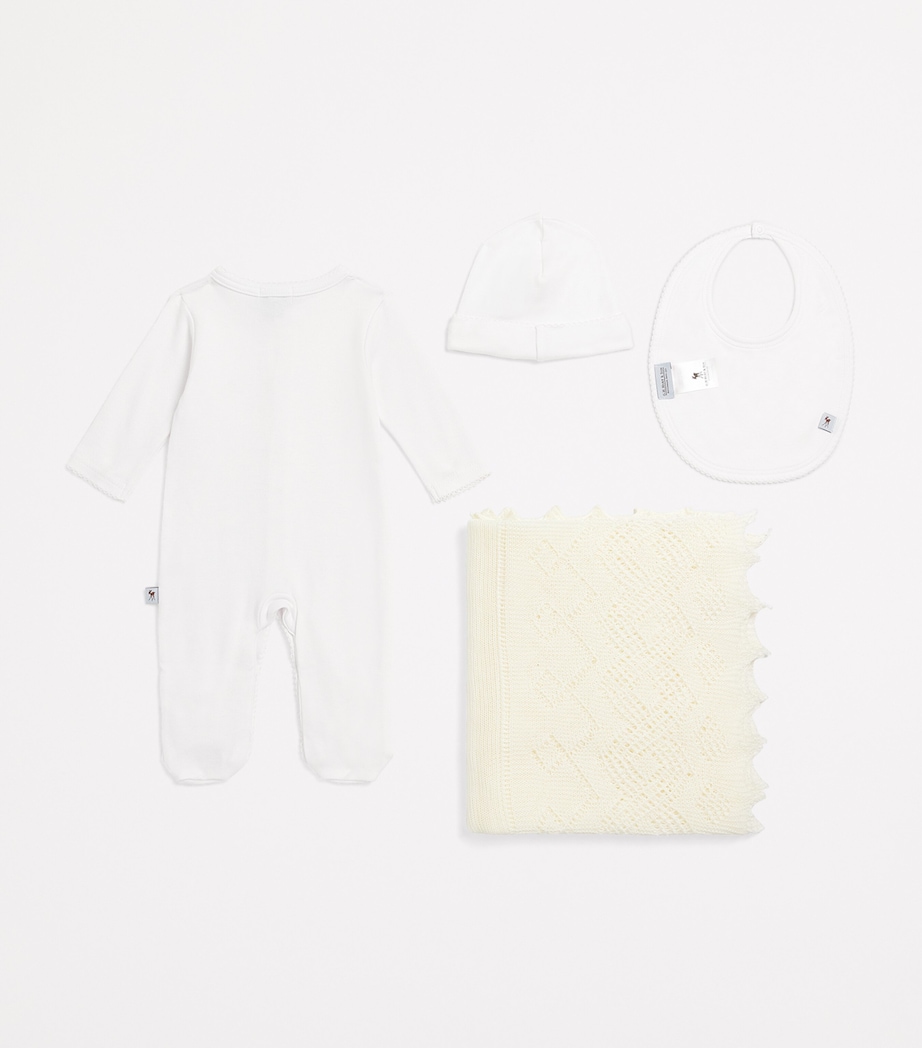 All-in-One, Bib, Hat and Blanket Set (0-3 Months) WHITE Image 2