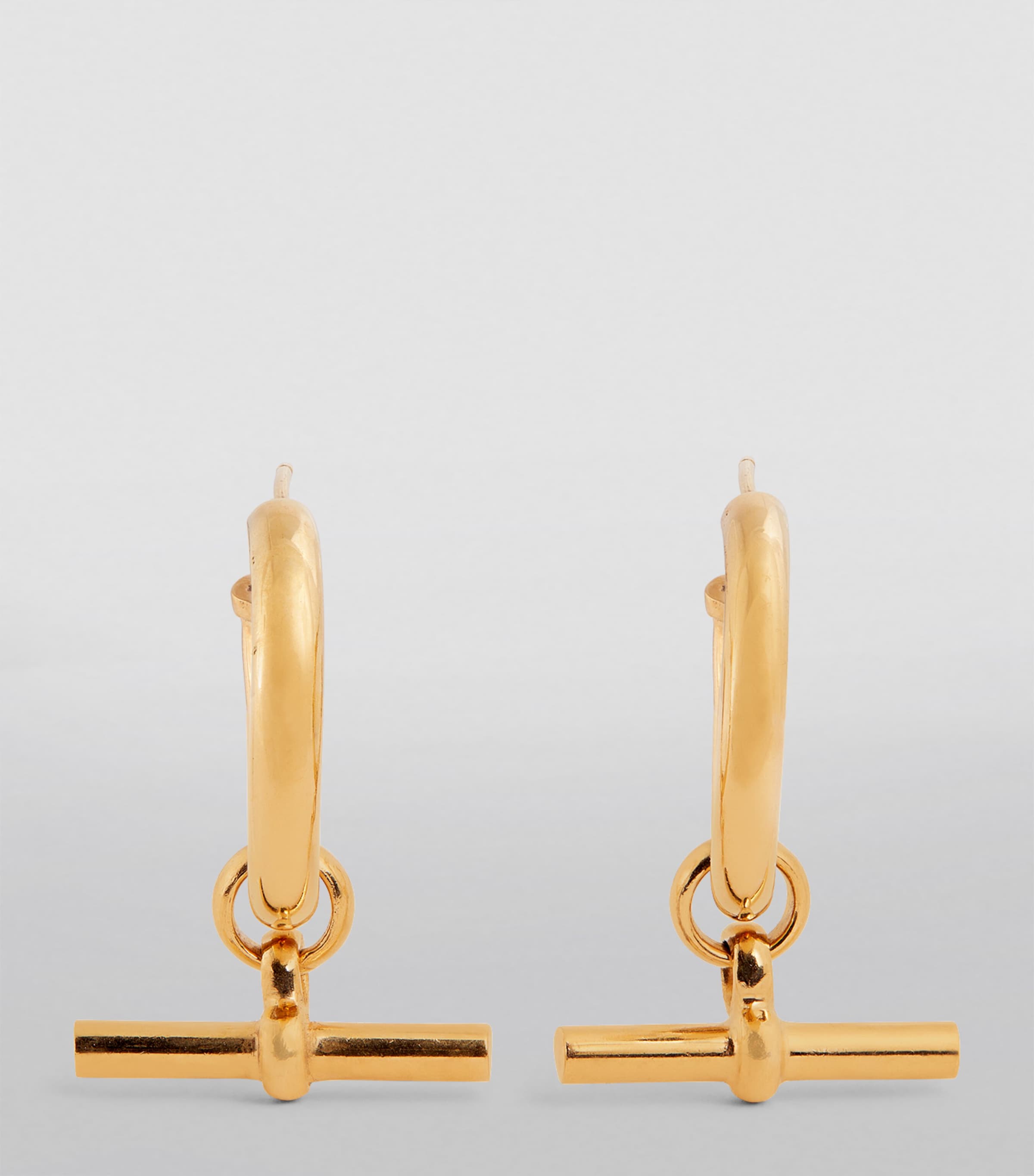 TILLY SVEAAS Large Gold-Plated T-Bar Hoop Earrings Gold Image 2