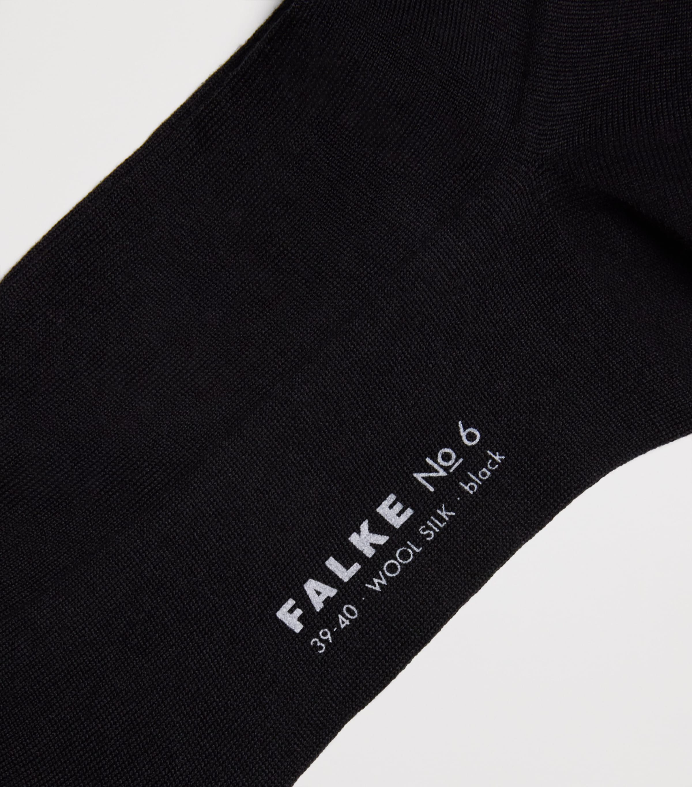 Falke Mens Wool-Silk-Blend No.6 Socks Black Image 2