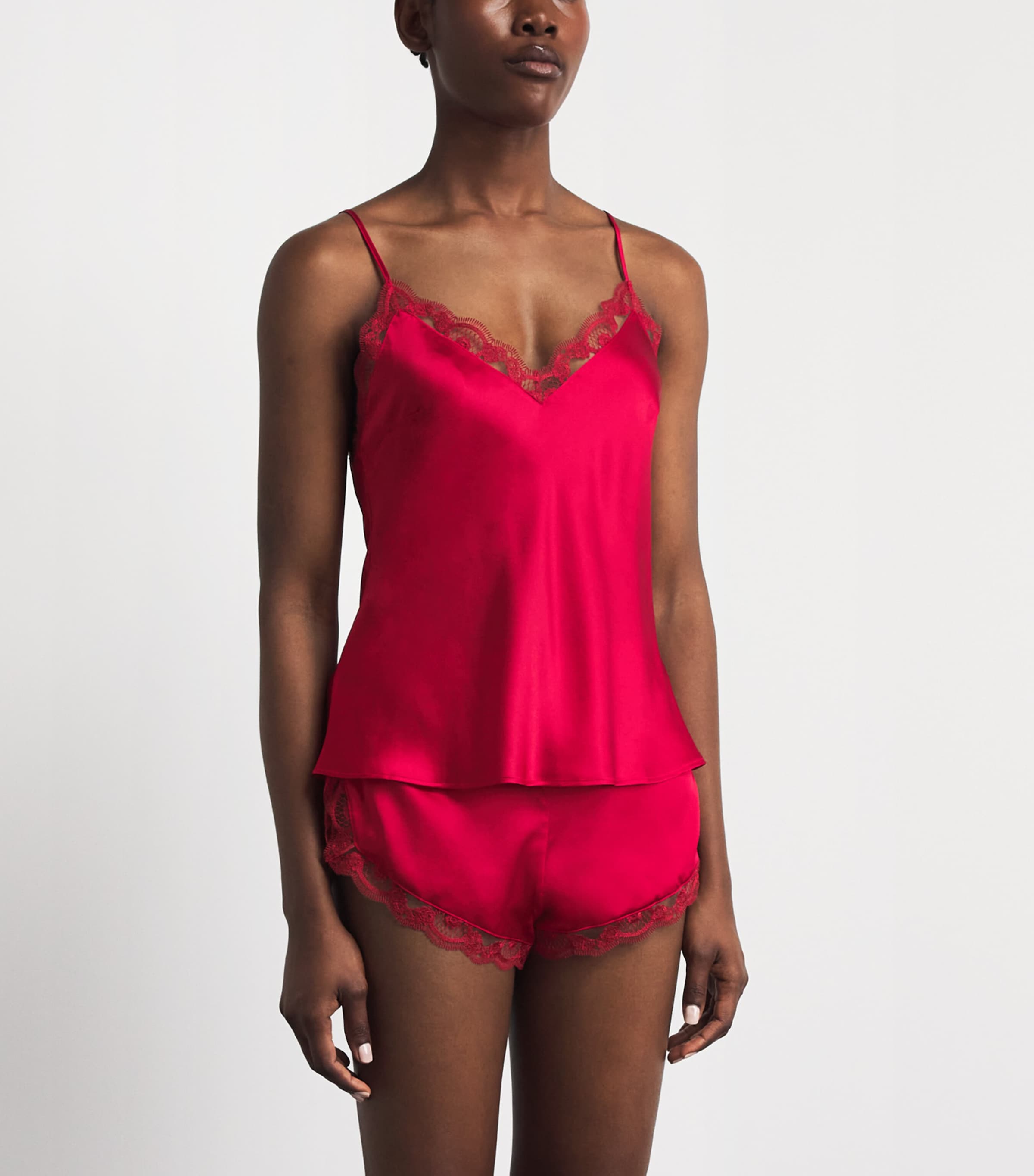 Simone Perele Womens Silk-Blend Love Me Cami Top Opera Red Image 4