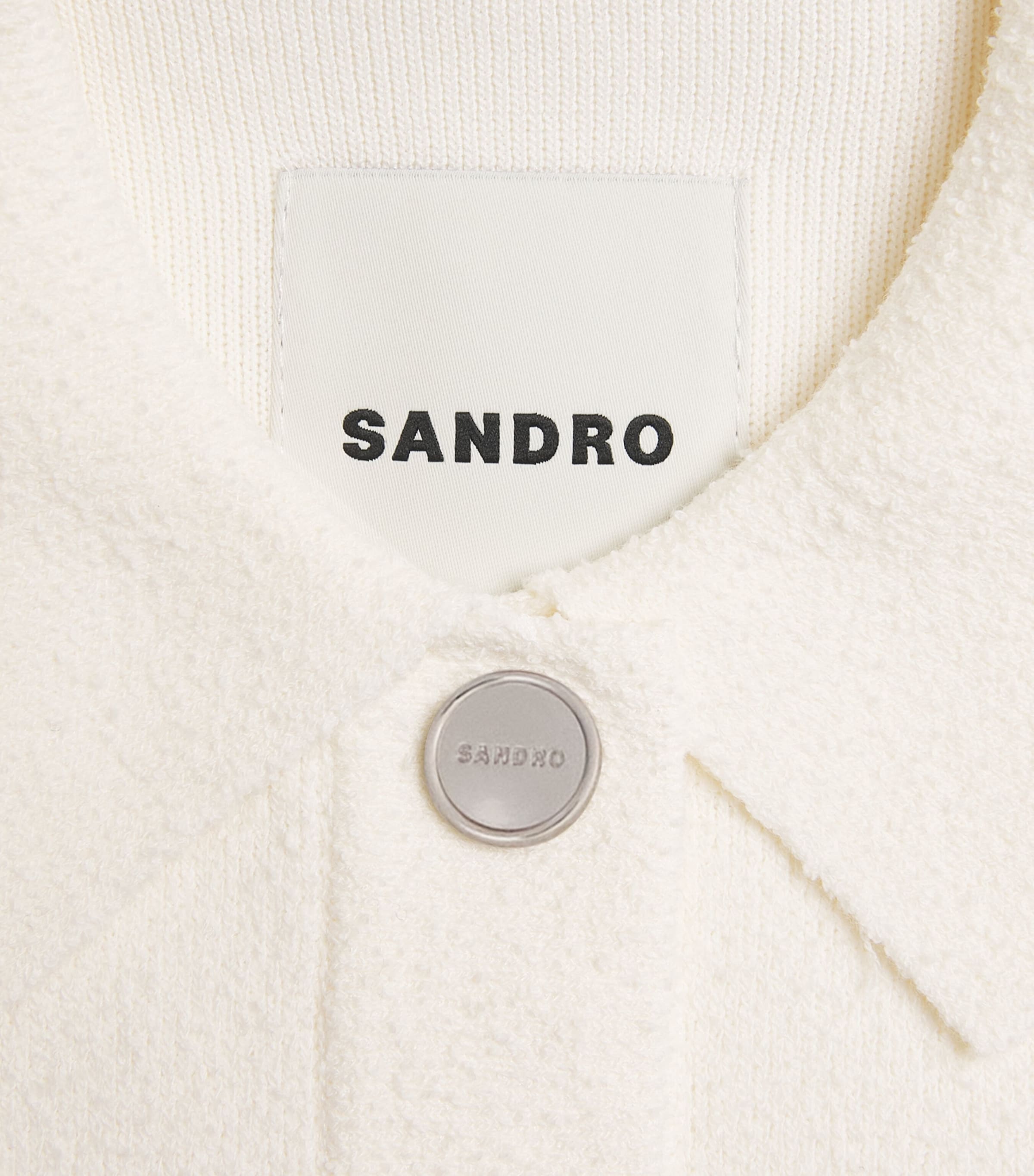 Bouclé Denim-Trim Cardigan ECRU Image 5