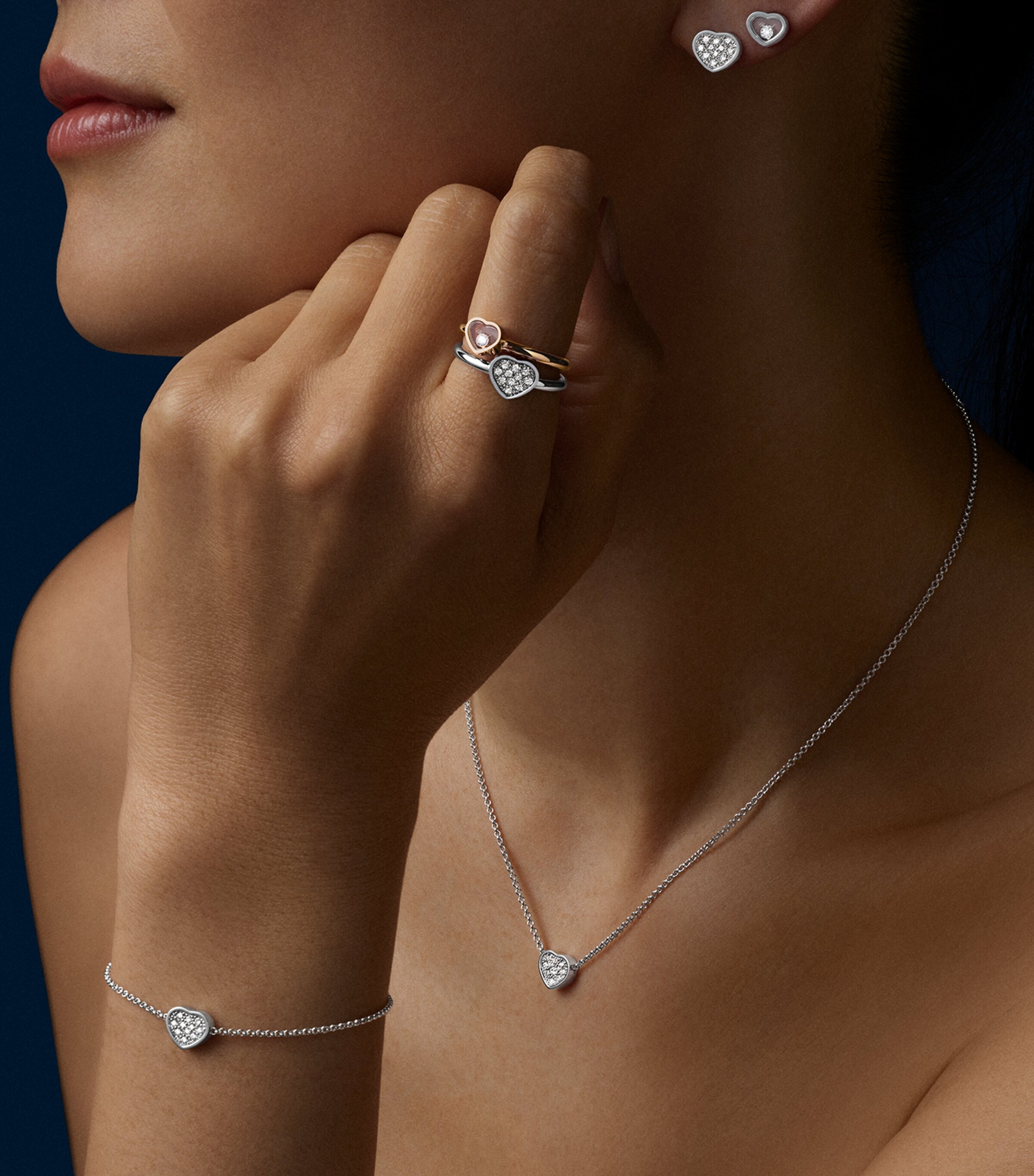 White Gold and Diamond My Happy Hearts Single Earring 18K WHITE GOLD Image 6