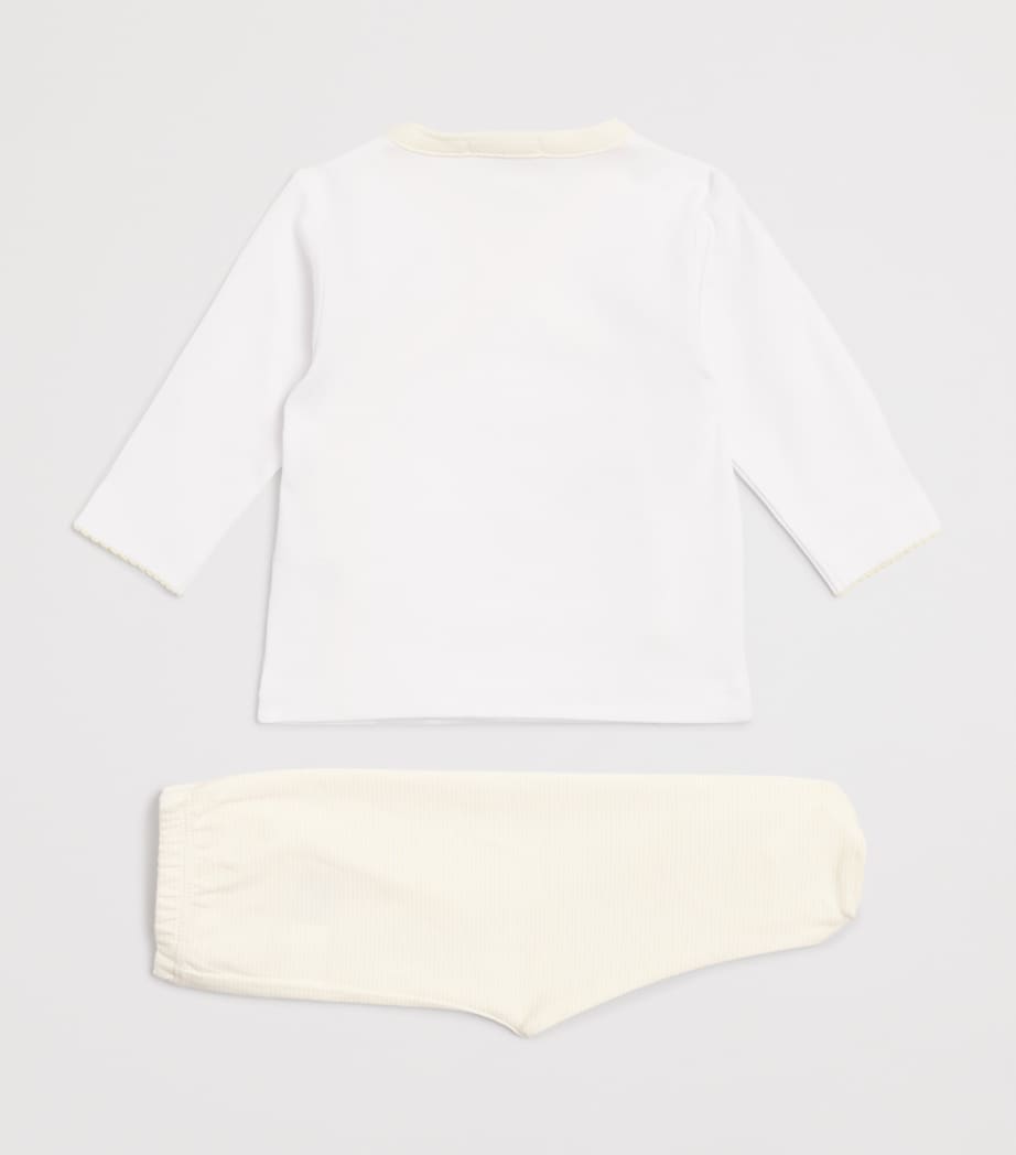 Pima Cotton Duck Pond Top and Footed Trousers Set (Newborn-6 Months) K189WHITE/YELLOW Image 2
