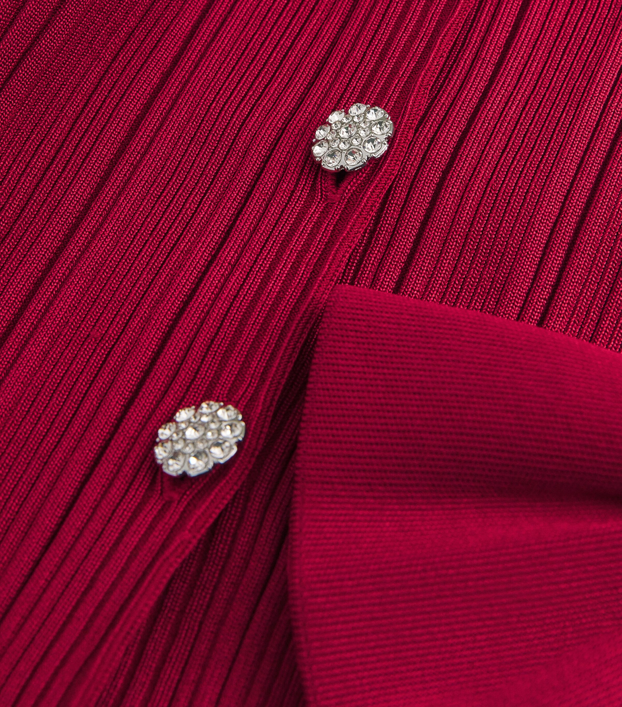 Rib-Knit Cardigan RED Image 5