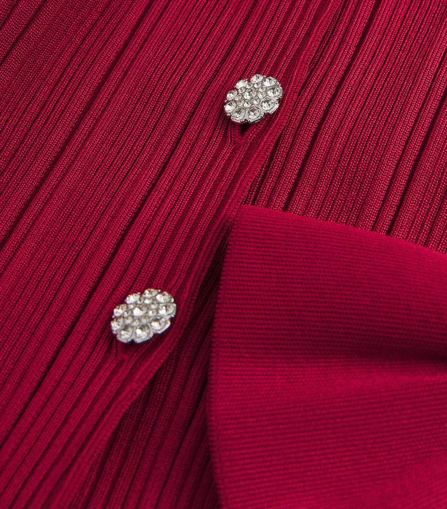 Rib-Knit Cardigan RED Image 5