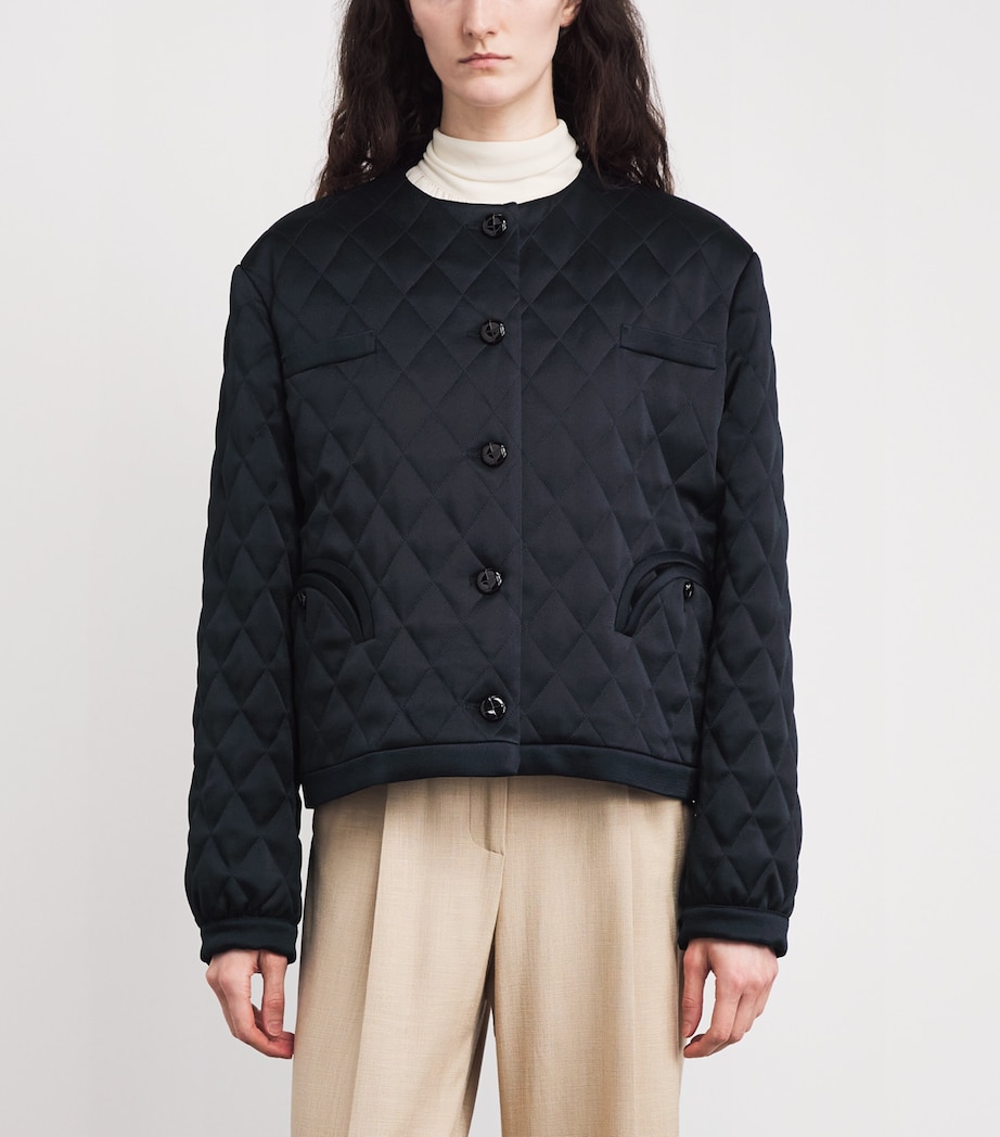 Quilted Gliss Cropped Jacket 0017 DARK NAVY Image 3