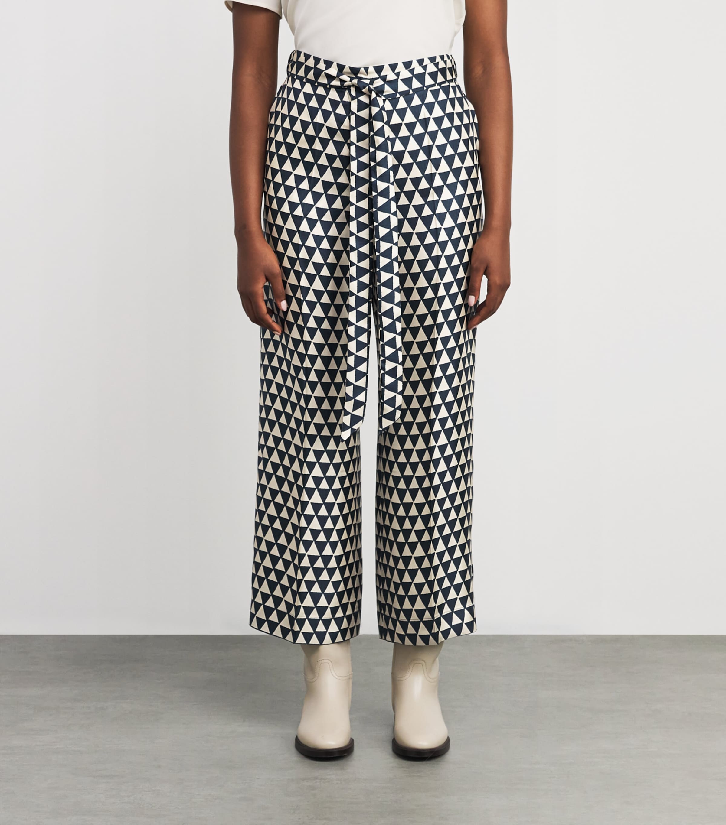 Silk Geometric Wide-Leg Trousers ULTRAMARINE Image 3