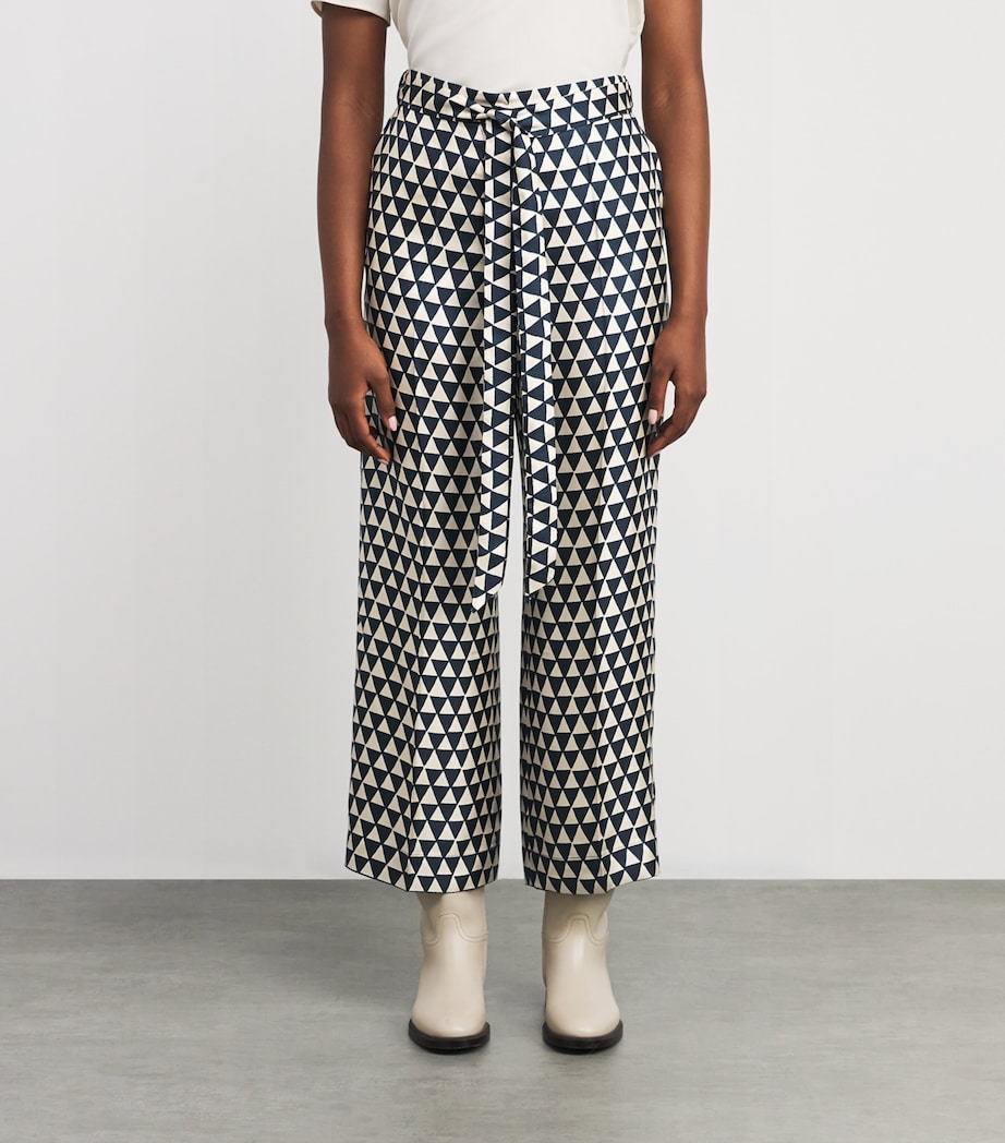 Silk Geometric Wide-Leg Trousers ULTRAMARINE Image 3