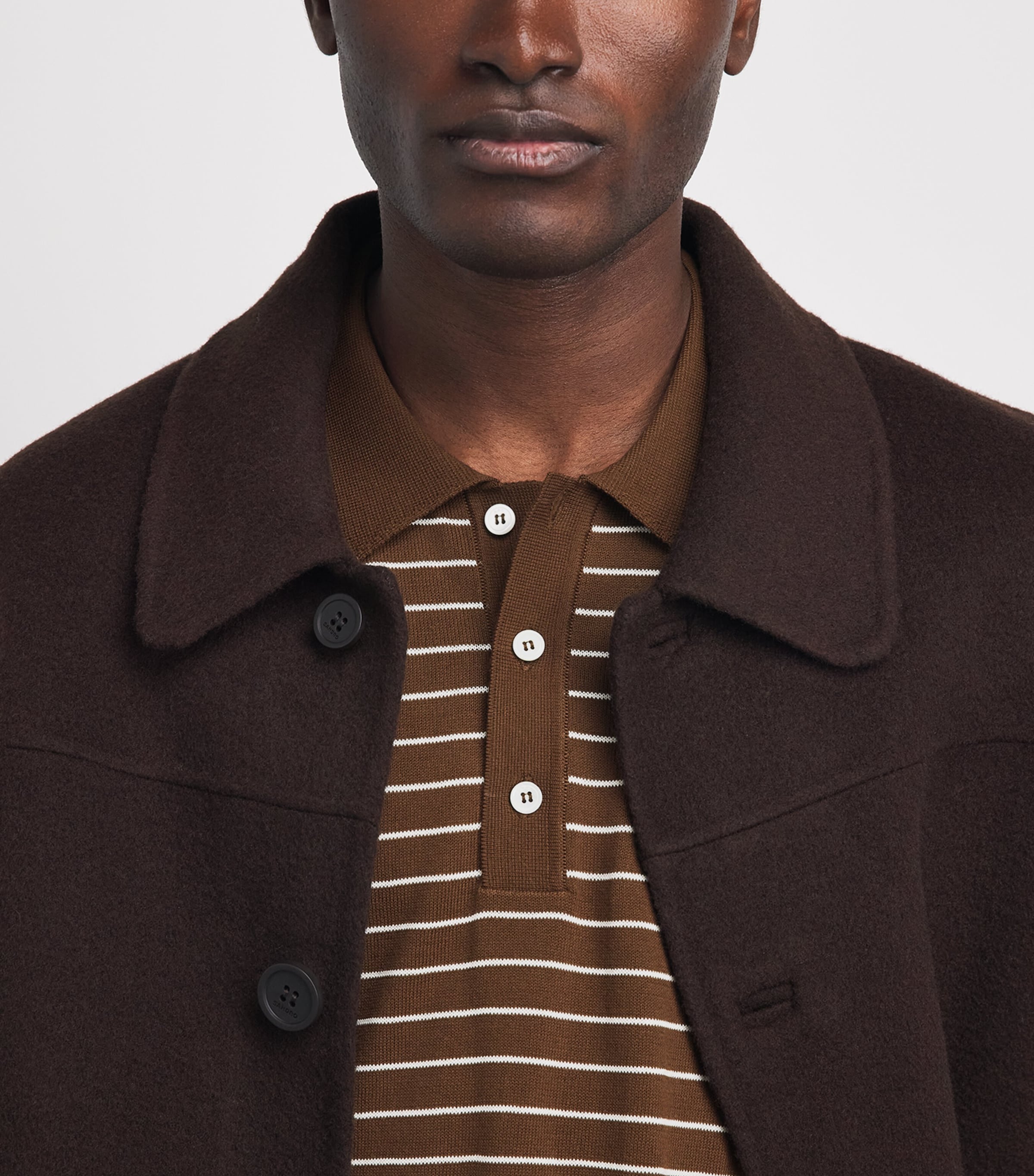 A.P.C. Mens Cotton Stripe Tristan Polo Shirt Tca Ecru Brown Image 3
