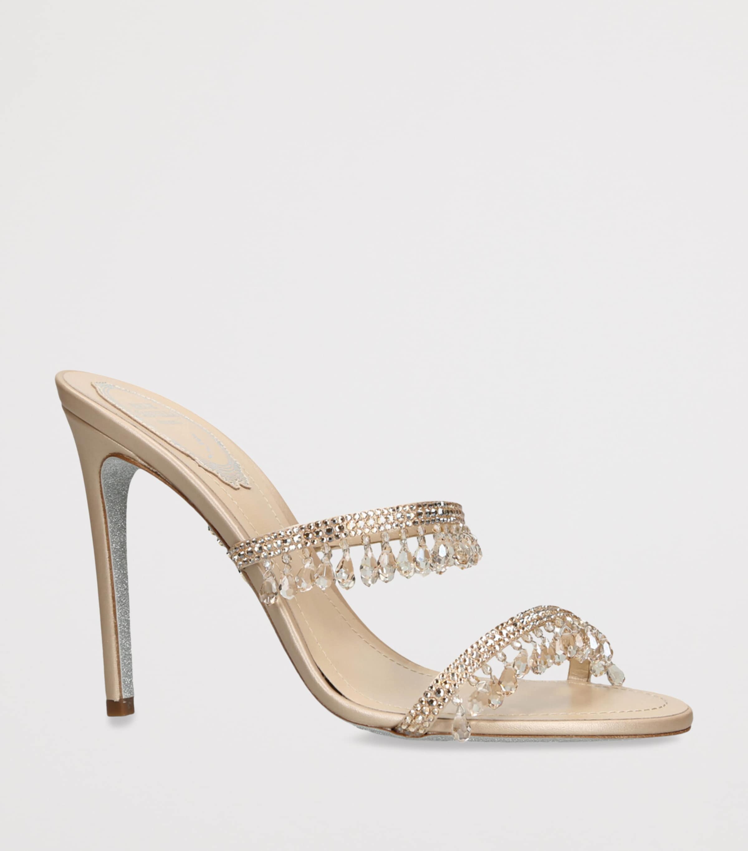 Embellished Chandelier Heeled Mules 105 BEIGE Image 3