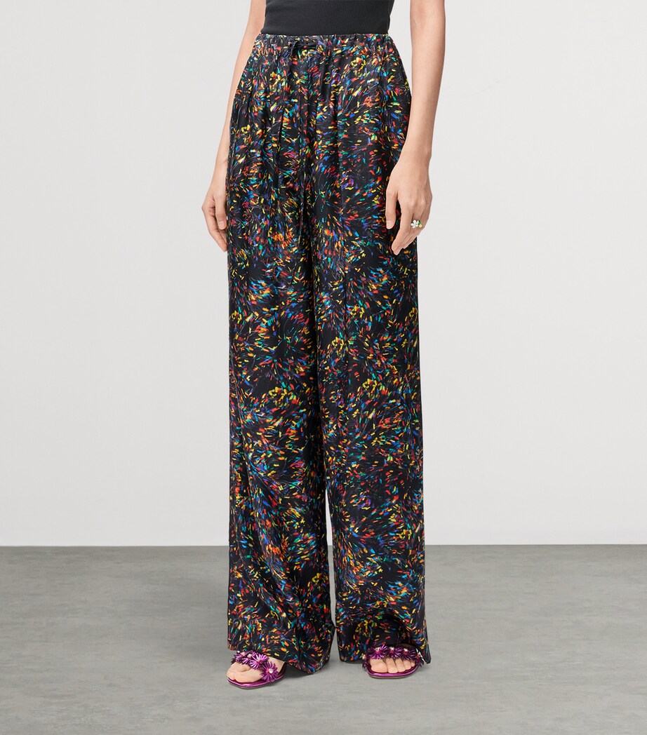 LOEWE Womens x Paula's Ibiza Silk-Blend Pyjama Trousers Black/multicolor Image 3