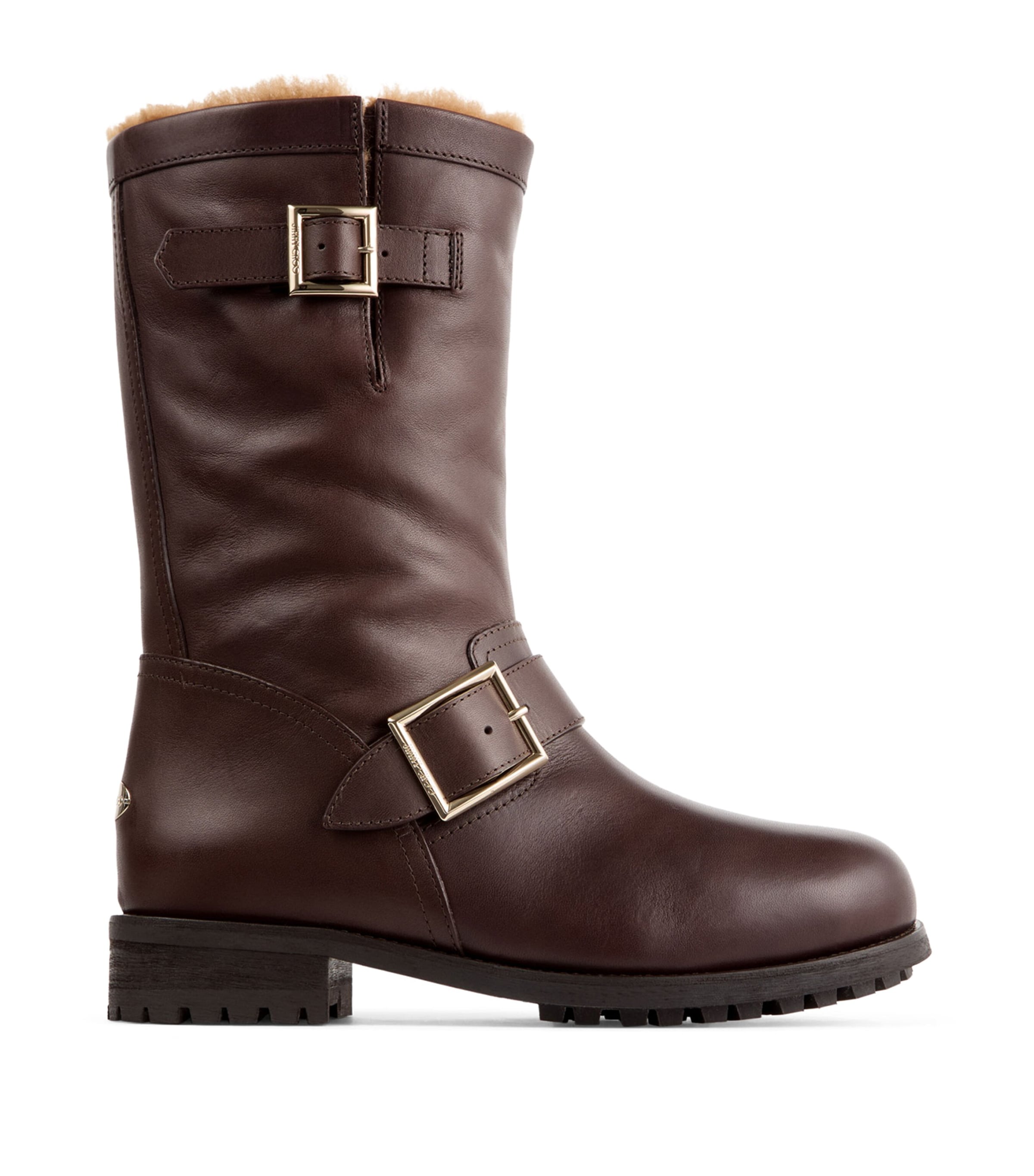 Jimmy Choo Biker Mid Leather Boots Chocolate/teddy Image 1