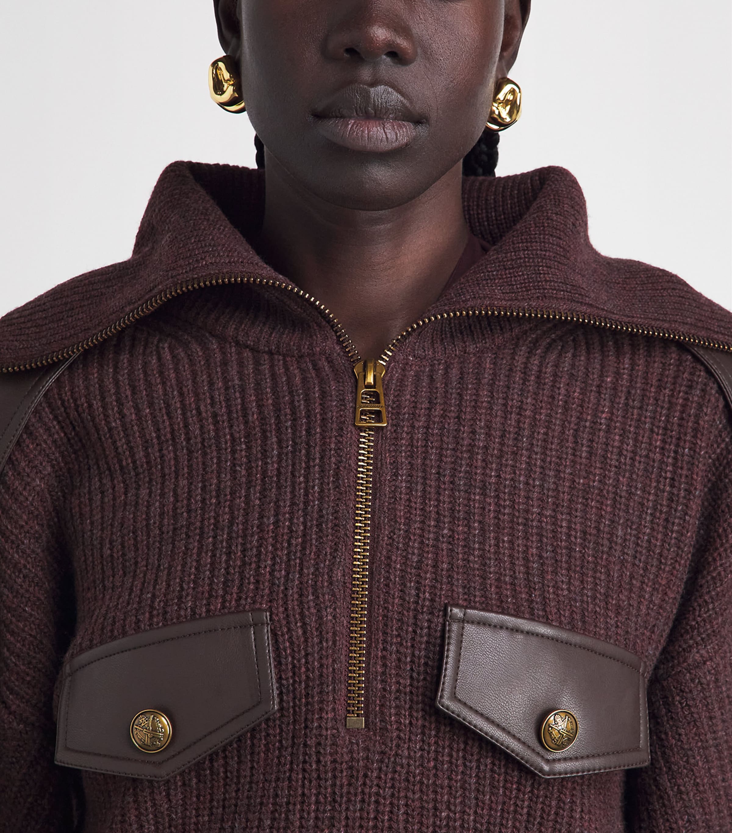 Zimmermann Womens Wool-Blend Valiant Utility Sweater Chocolate Image 3