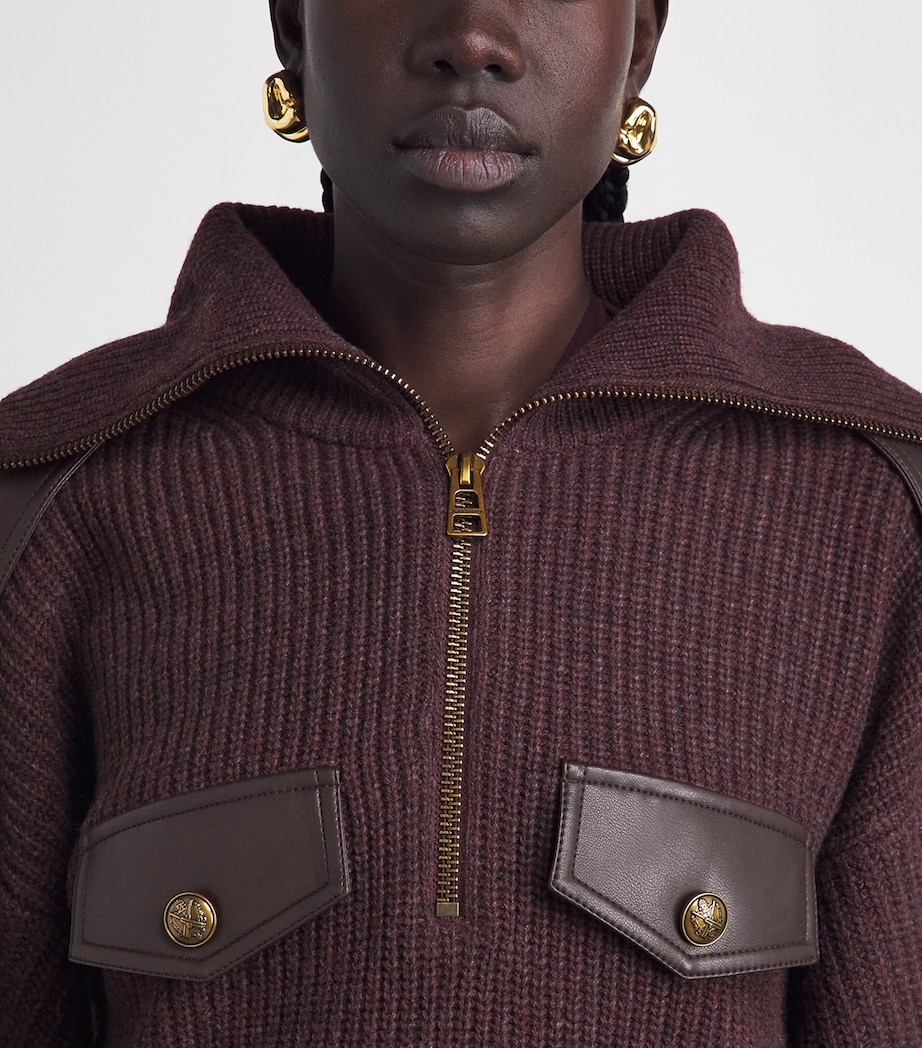 Zimmermann Womens Wool-Blend Valiant Utility Sweater Chocolate Image 3