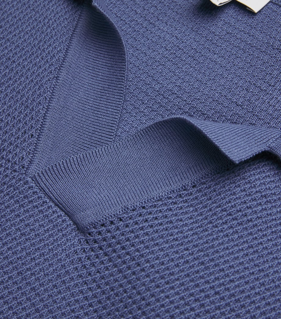 Cotton Knit Polo Shirt BUWC-SOFT DENIM Image 5