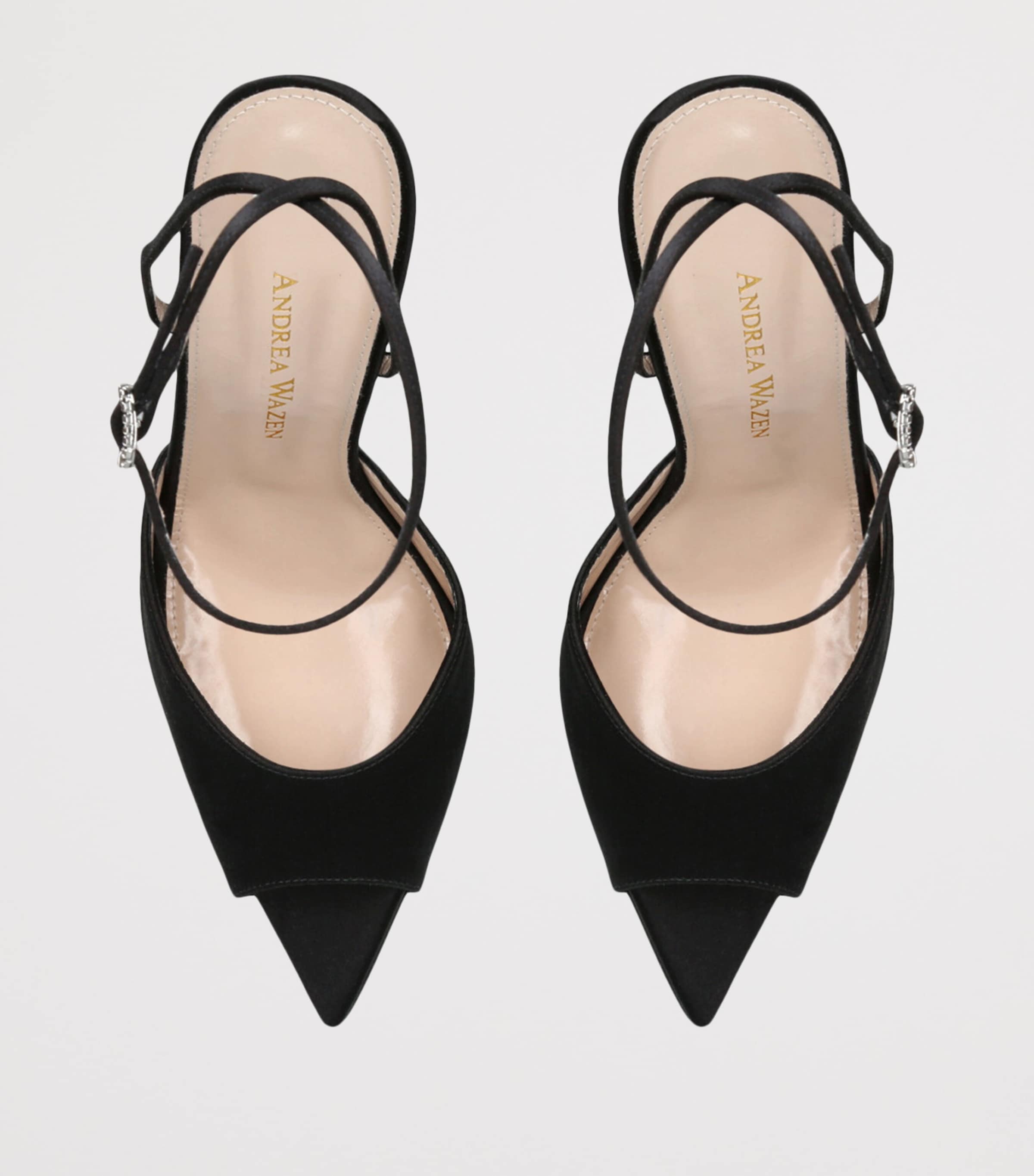 Andrea Wazen Satin Loulou Wedge Sandals 105 Black Image 4